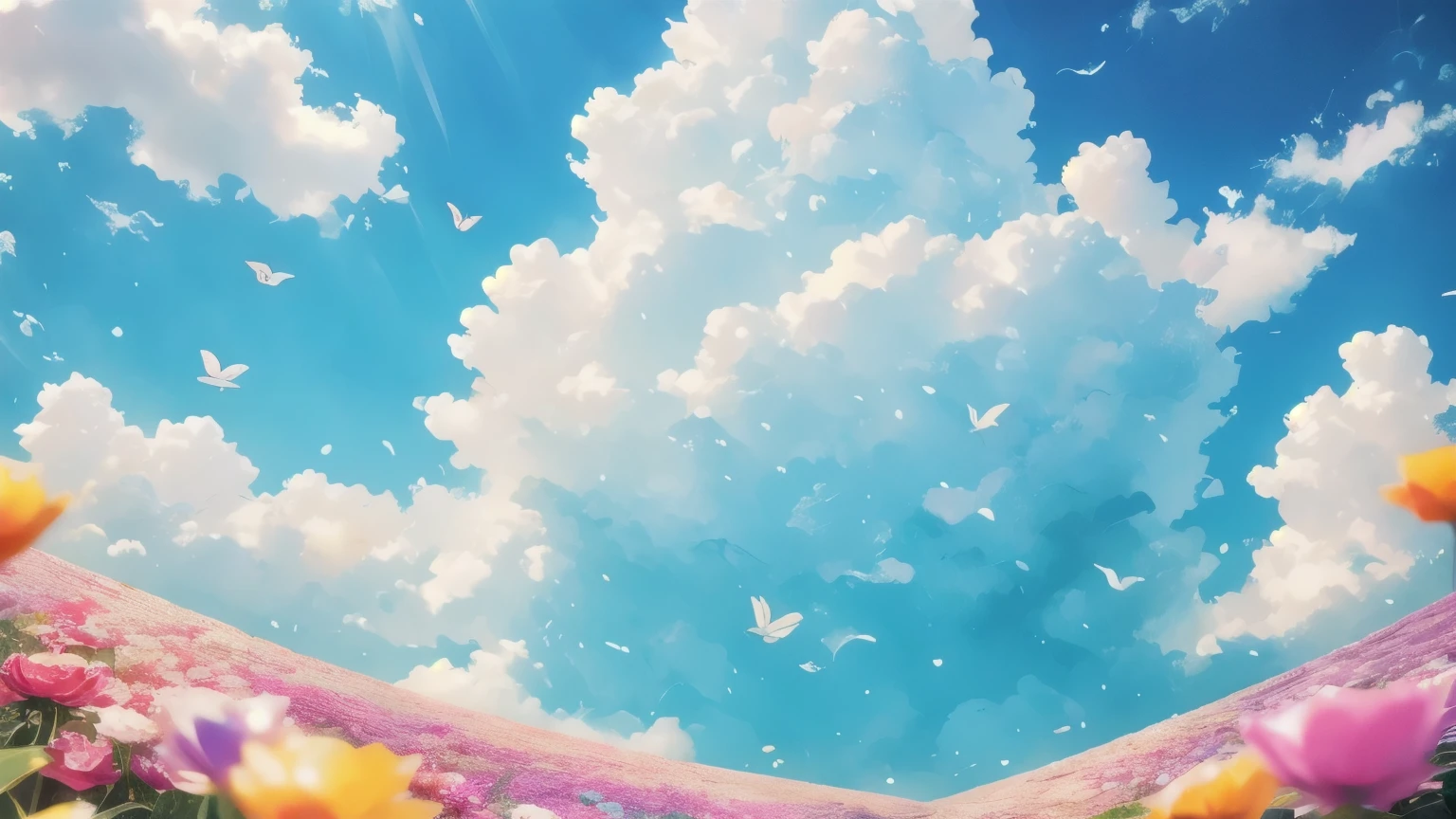 Cute and fluffy clouds ,Glitter pastel clouds , pink and purple tones, Beautiful clouds , landscape