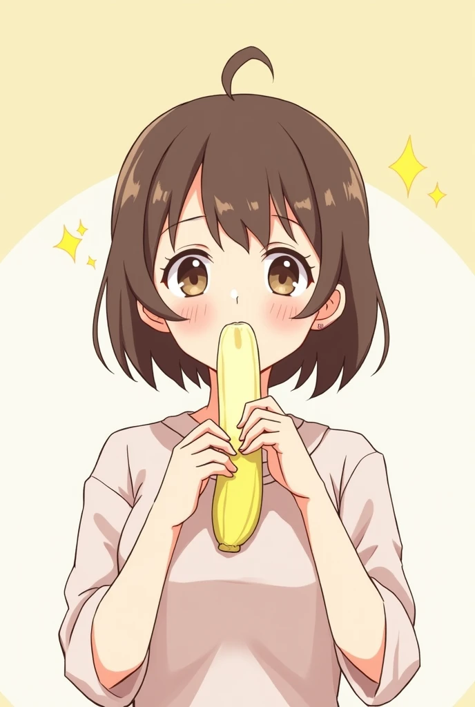 nsfw,One Woman、、Primary schonaked、（Beautiful nipples）、((Small Breasts)),Highest quality、Very delicate and beautiful、((Very short bangs))、((Bangs))、Light shiny brown hair、The hair is light、((Short Bob))、Cute face、Young face、Cute like an idol、Yellow Eyes、Are thin、Slim figure、Short、（Child body type）、((Lots of sweat))、rassed face、Open Mouth、Troubled face、Red face、（Bathroom at home）、Shot from above、Looking up、Mouth open、Drooling、Eating a brown banana、Droolingを垂らしている、