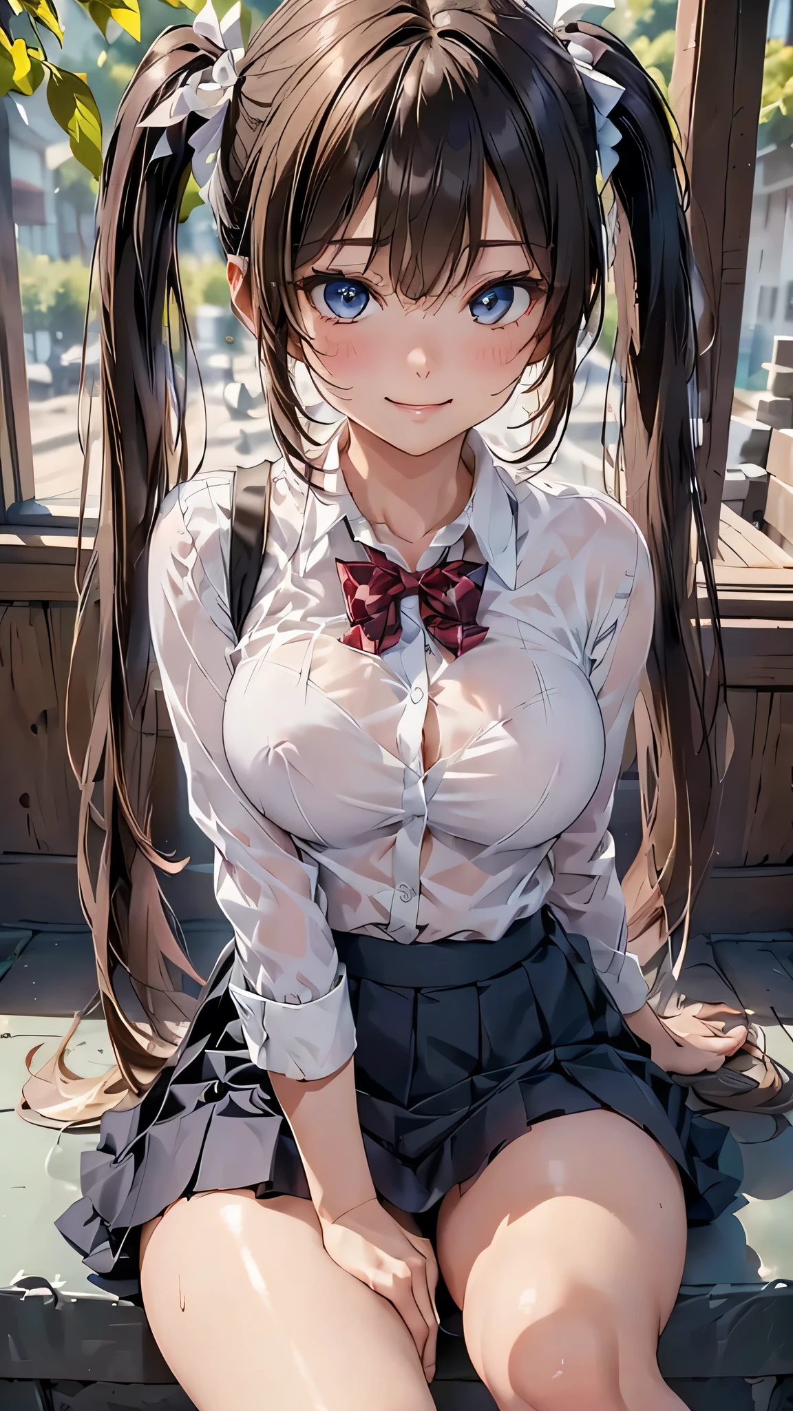 (masterpiece:1.6),(best quality:1.6), Vivid Photos, (ultra high res1.2),perfect proportion,(dark hair:1), (black hair:1), (black eyes:1.1),(beautiful Busty breasts:1.5), (beautiful girl:1.4),18age, a girl,a beautiful girl, (medium bob hair:1.2),a sexy mole around the mouth,open mouth,(aroused:1.3), (embarrassed:1.3), blush, (Raincoat:1.1), (Sheer uniform), Black Bra, (school uniform, see-through shirt, white shirts, Checkered Skirt), a red Checked bow tie, (upper body shot:1.1),Morning school hours, ((rain, rain降り:1.3)), Raincoatを着て, looks fun:1.5,