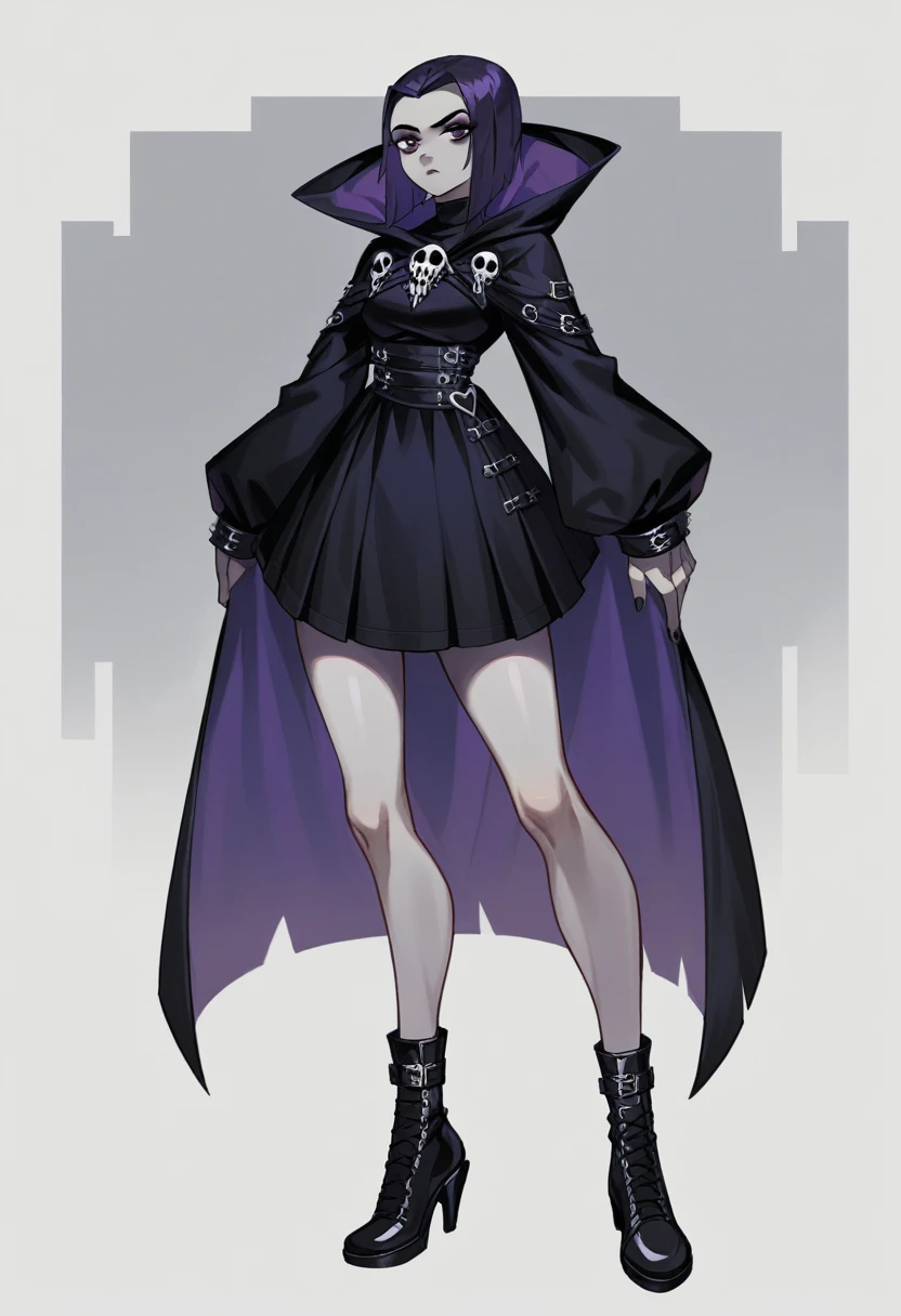 score_9, score_8_up, score_7_up, score_6_up, score_5_up, score_4_up, source_anime, ((gorgeous female Raven Gothic top model)), medium shot, safe for work, hentai, full body, sexy legs