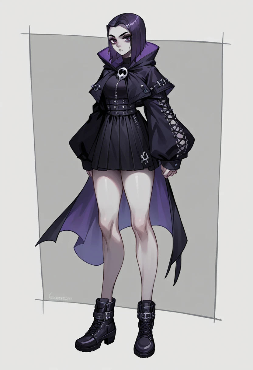 score_9, score_8_up, score_7_up, score_6_up, score_5_up, score_4_up, source_anime, ((gorgeous female Raven Gothic top model)), medium shot, safe for work, hentai, full body, sexy legs