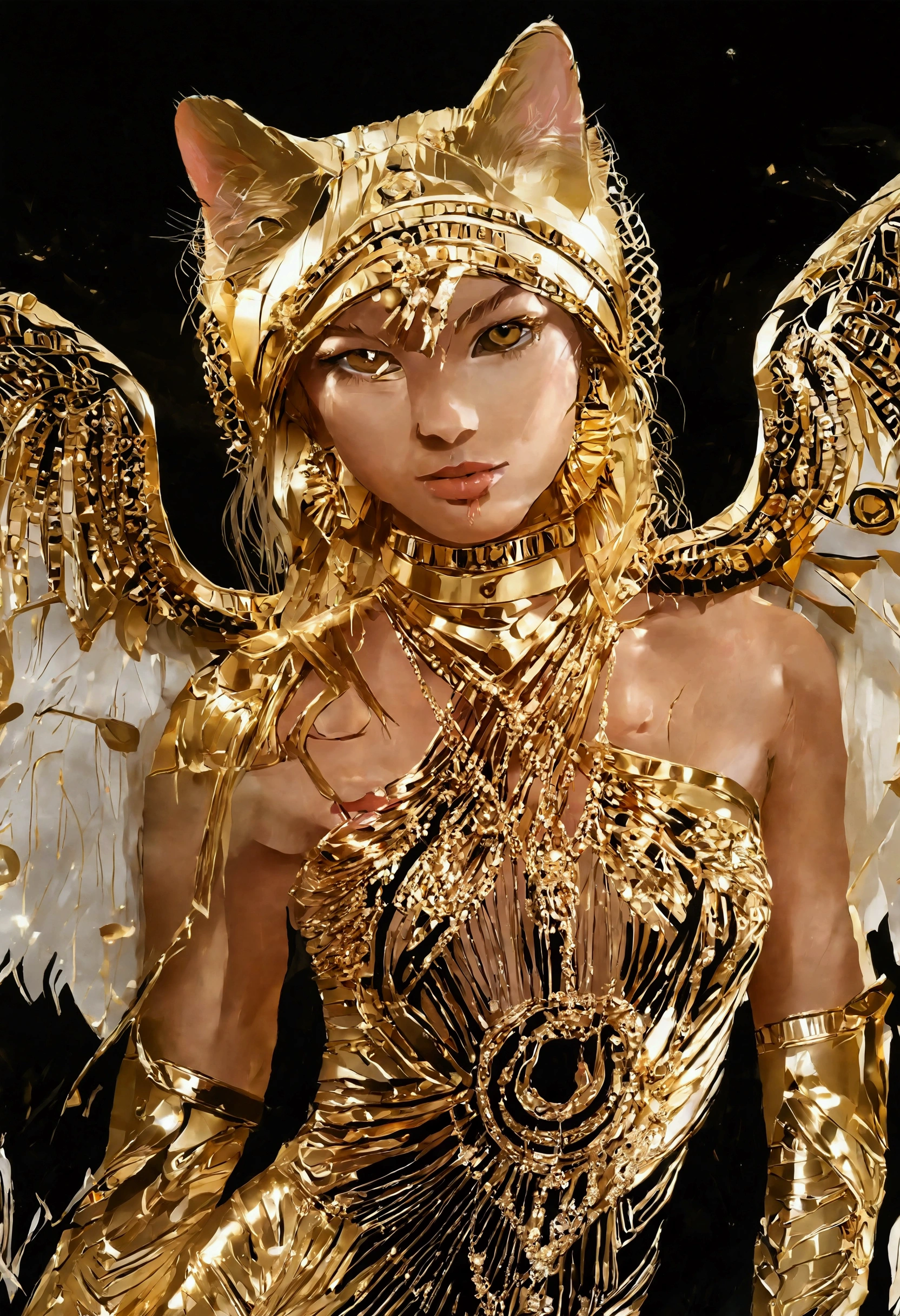female angel statue in gold, platin, diamantenstaub