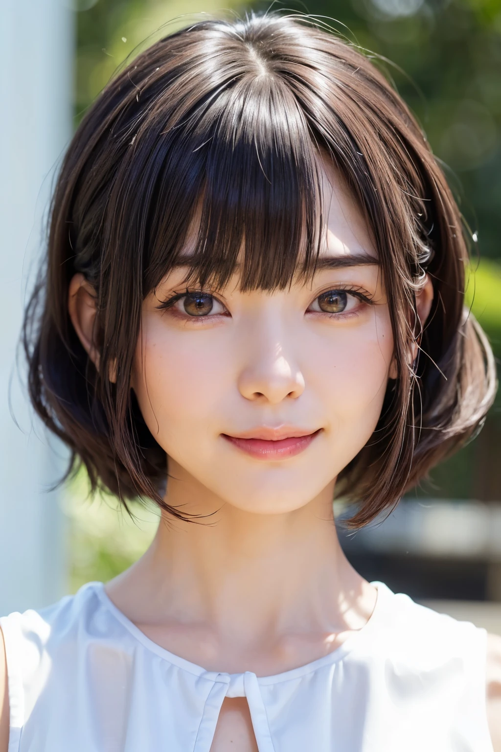 (SFW:1.8、masterpiece, highest quality),1 girl, alone, hyper Realistic, Realistic,Realistic, Looking at the audience, Bright blue-green eyes:1.4,Brunette Short Bob Hair with highly detailed shiny hair, Very delicate and beautiful brightly colored clothing:1.4, Lepangas:1.4), Mouth closed, Upper Body、big chest eye、eyelash、{Huge|big chest|Hugeな|Mega} whole :2, Chest cleavage:2、(((Beautiful and cute bangs:2、Jet Black Hair:2、Add highlights to the eyes:1.4、big chest eye、Short Bob Hair、Glowing Skin:1.4、Looking at the audience、She is very 美しい and cute、Show me your ears、Beautiful long neck、smile、Please close your mouth and laugh、Bangs and beautiful teeth)))、Ideal body type、((school uniform、uniform, blazer、School teacher、Background in front of the school gate、Beautiful cherry blossom tree background))、Beautiful long neck:1.4、(({Huge|big|Huge|Mega} chest, Chest cleavage:2))、(((Portraiture:2、Face close-up:2、Close up of chest:2)))、((Transparency、clear、Transparent beauty、Gloss))、Perfect Anatomy、((Vertical Portrait, Attractive woman))