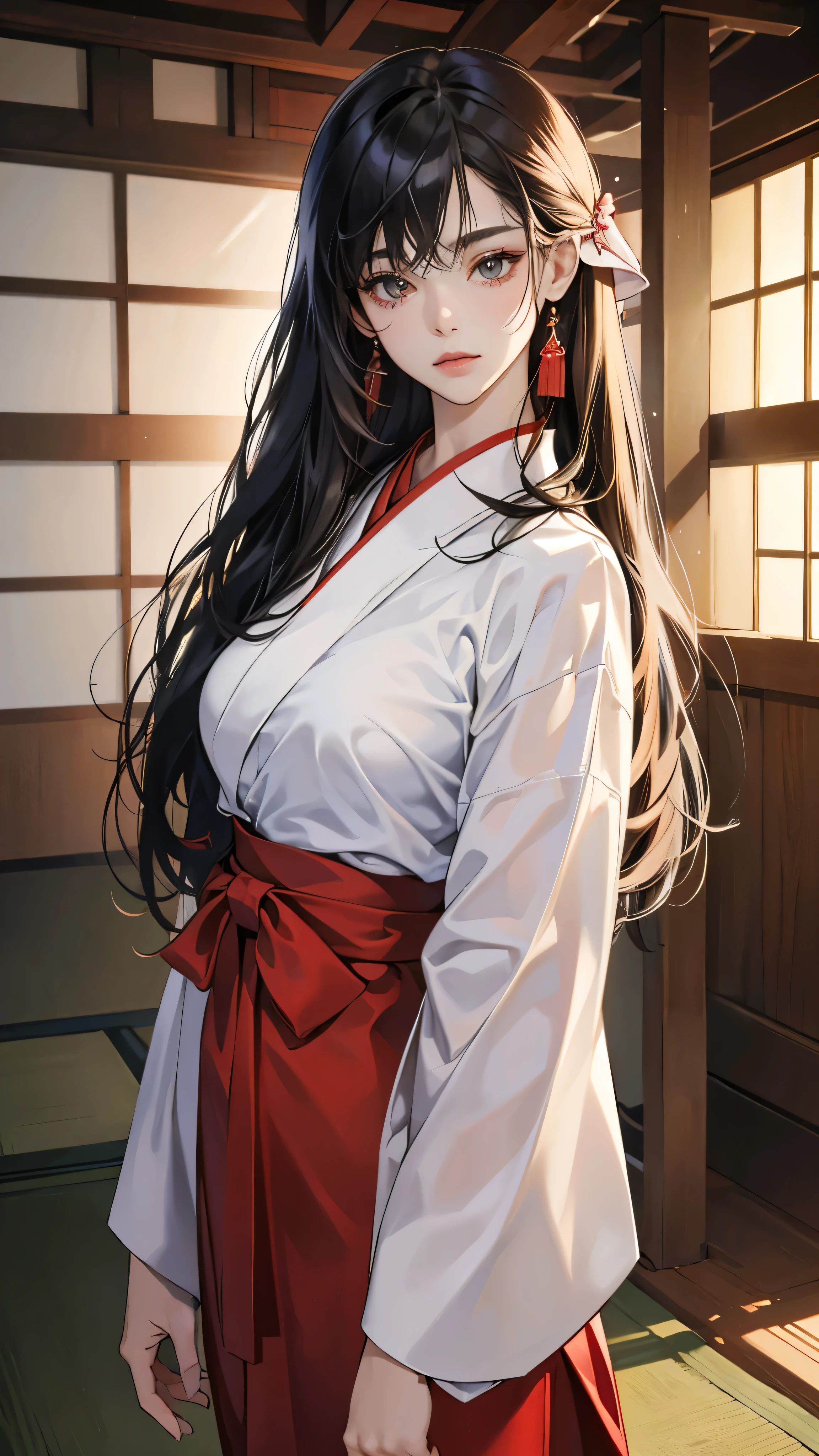 ((ultra quality)), ((Masterpiece)), Nezuko, ((long black hair)), (Beautiful face), (beautiful female lips), charming, looks at the camera, eyes slightly open, (Skin color white), (White skin), glare on the body, wet body, ((detailed beautiful female eyes)), (rosy big eyes), (juicy female lips), (dark eyeliner), (beautiful female hands), ((Ideal female figure)), Ideal female body, beautiful waist, gorgeous thighs, beautiful medium breasts, ((subtle and beautiful)), Sexy stance (), () background: Japanese house 18-19 century, ((depth of field)), ((high quality clear image)), (clear details), ((High detail)), realistically, professional photo session, ((Clear Focus)), anime