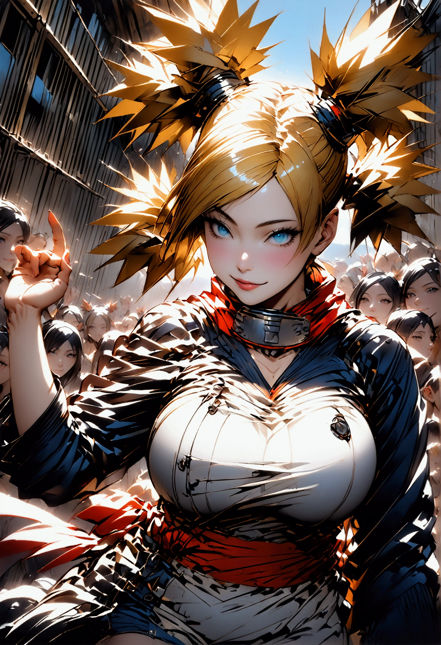 (((((Temari)))))、(Blonde)、(Twin tails)、((Big big breasts)),((Show me your crotch))、(smile)、((blue sky))、((Grassland Stadium))、((A large number of people))、{{{Let me me me me me me&#39;Let me me me me me&#39;Let me me me me&#39;Let me me me&#39;Let me me&#39;Let me&#39;Let&#39;s take a closer look}}}、{{{masterpiece}}}, {{{Best Quality}}}, {{ultra-detailed}}, {{shape}}, {{{Very delicate and beautiful}}},{{extremely detailed CG}}、{{unity 8k portrait}}、{{Fabric Shading}}、{{super detailed skin}}、{{Perfect Anatomy}}、{{detailed}}、{{Dynamic Lighting}}、{{{beautiful detailed eyes}}}、{{{beautiful detailed Face}}}、{{{Realistic, RAW Photos}}}、(Perfect Face)、(非常にdetailedな顔)、(Perfect Eyes)、(Highlights)、(Perfect Legs)、(Perfect breasts)、(Perfect pose)、(Perfect body)、