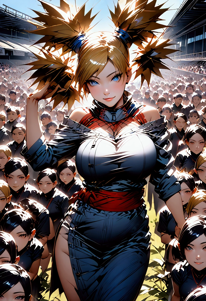 (((((Temari)))))、(Blonde)、(Twin tails)、((Big big breasts)),((Show me your crotch))、(smile)、((blue sky))、((Grassland Stadium))、((A large number of people))、{{{Let me me me me me me&#39;Let me me me me me&#39;Let me me me me&#39;Let me me me&#39;Let me me&#39;Let me&#39;Let&#39;s take a closer look}}}、{{{masterpiece}}}, {{{Best Quality}}}, {{ultra-detailed}}, {{shape}}, {{{Very delicate and beautiful}}},{{extremely detailed CG}}、{{unity 8k portrait}}、{{Fabric Shading}}、{{super detailed skin}}、{{Perfect Anatomy}}、{{detailed}}、{{Dynamic Lighting}}、{{{beautiful detailed eyes}}}、{{{beautiful detailed Face}}}、{{{Realistic, RAW Photos}}}、(Perfect Face)、(非常にdetailedな顔)、(Perfect Eyes)、(Highlights)、(Perfect Legs)、(Perfect breasts)、(Perfect pose)、(Perfect body)、