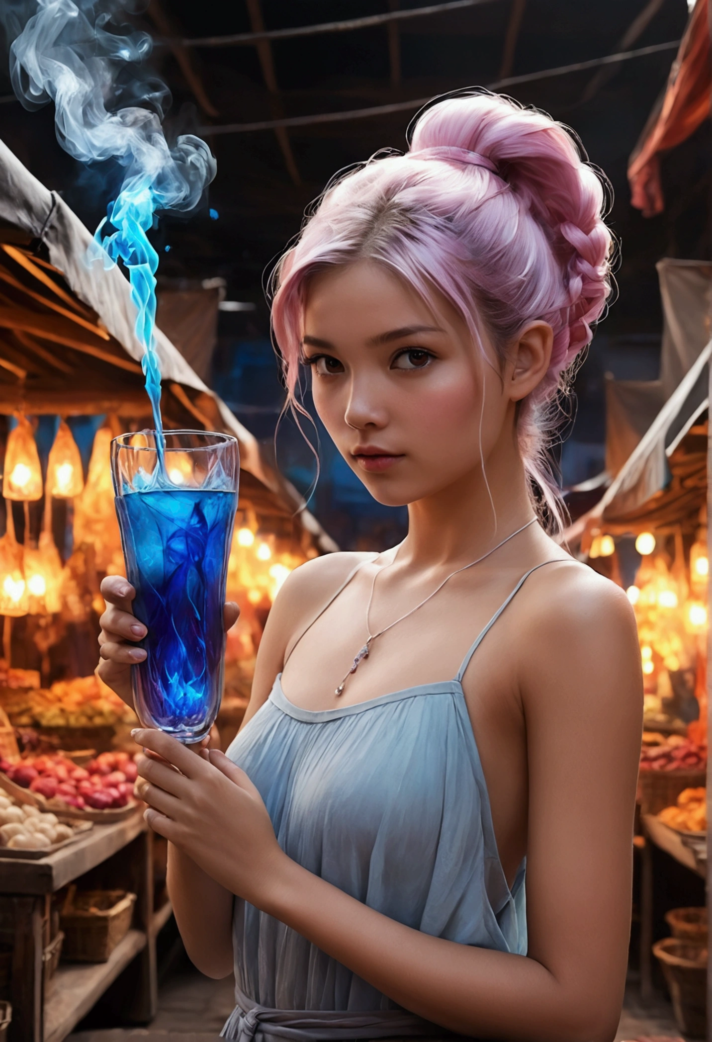 Huge transparent water droplets，Reflect the surrounding light and shadow