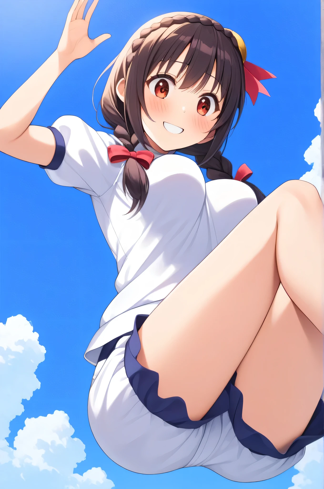 at Obstetrics delivery table She lifts up the under hem of her beige plain dress, leaning over, Climax, get ecstasy, masterpiece, very short pigtails,brown hair, Hair tie with two big red clothespins, mature, Female robot, android, blue eyes, full body figure, Height: 160cm, flushed cheeks, 2020s anime picture, missionary angle, A beautiful robot with short brown hair in two short pigtails held up by two very large huge red clothespins, Uplifting, No NSFW, whole body, spread legs, barefoot, masturbate, bedroom, lie down, Laughter, archaic smile, jumping orgasm, 25 years old