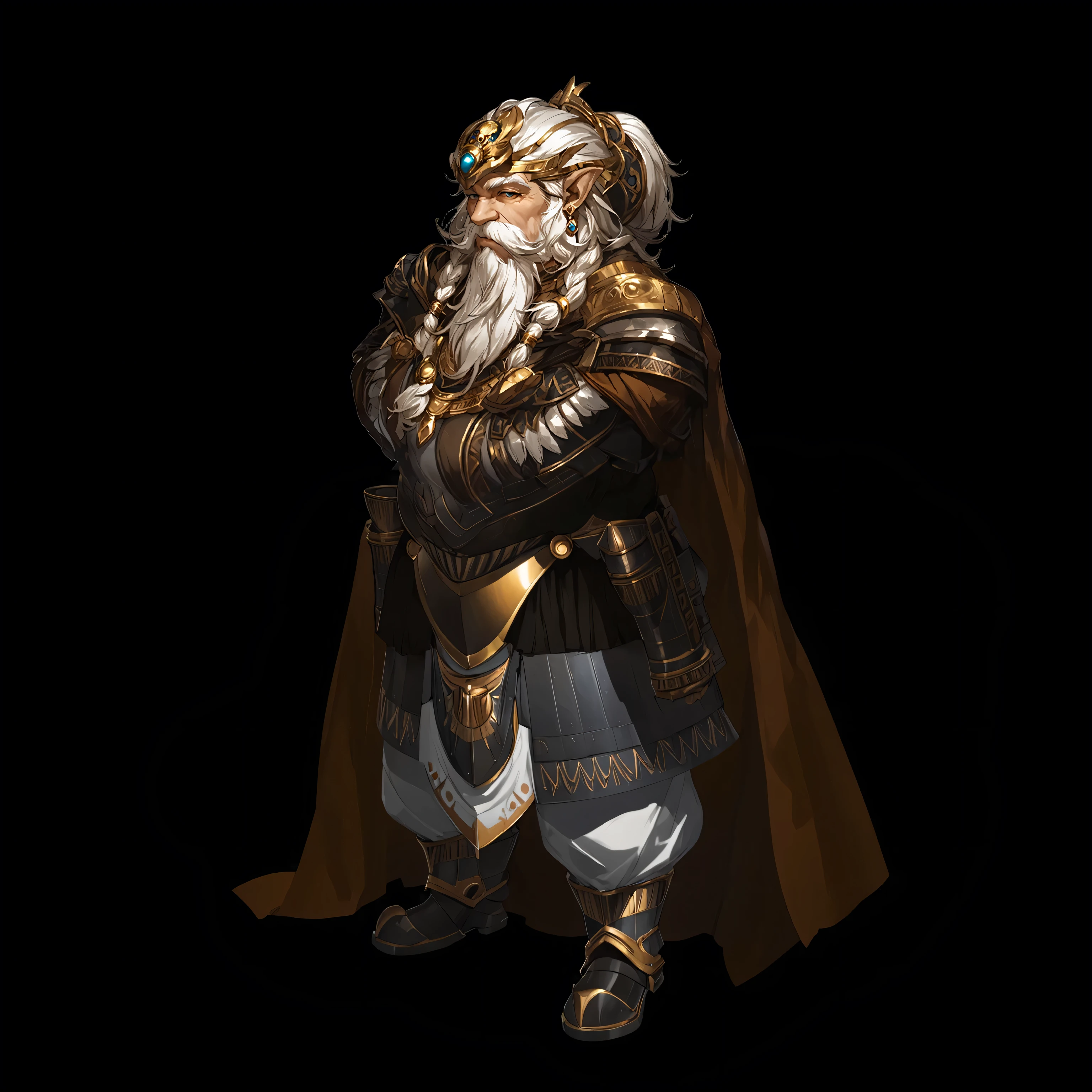 masterpiece, best quality, good quality, Highly detailed, shadowverse style, old dwarf, armored, modern aesthethic, Egyptian aesthetic