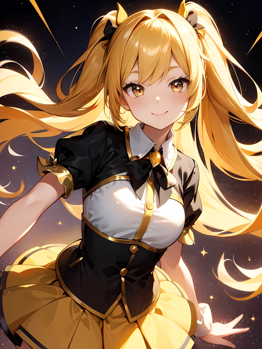 (masterpiece, best quality:1.4),1girl,looking at viewer,big smile,pose,standing,long hair ,<lora:Seeu_Vocaloid:1>,blue eyes,blonde hair,cat ears,miniskirt,pleated skirt,white thighhighs,jewelry,zettai ryouiki,bracelet,bow,bare shoulders,headset,sleeveless,grey skirt,sleeveless shirt,Yellow shoes,yellow shirt,((latex clothes)) <lora:MagicLoRA3D:0.4>