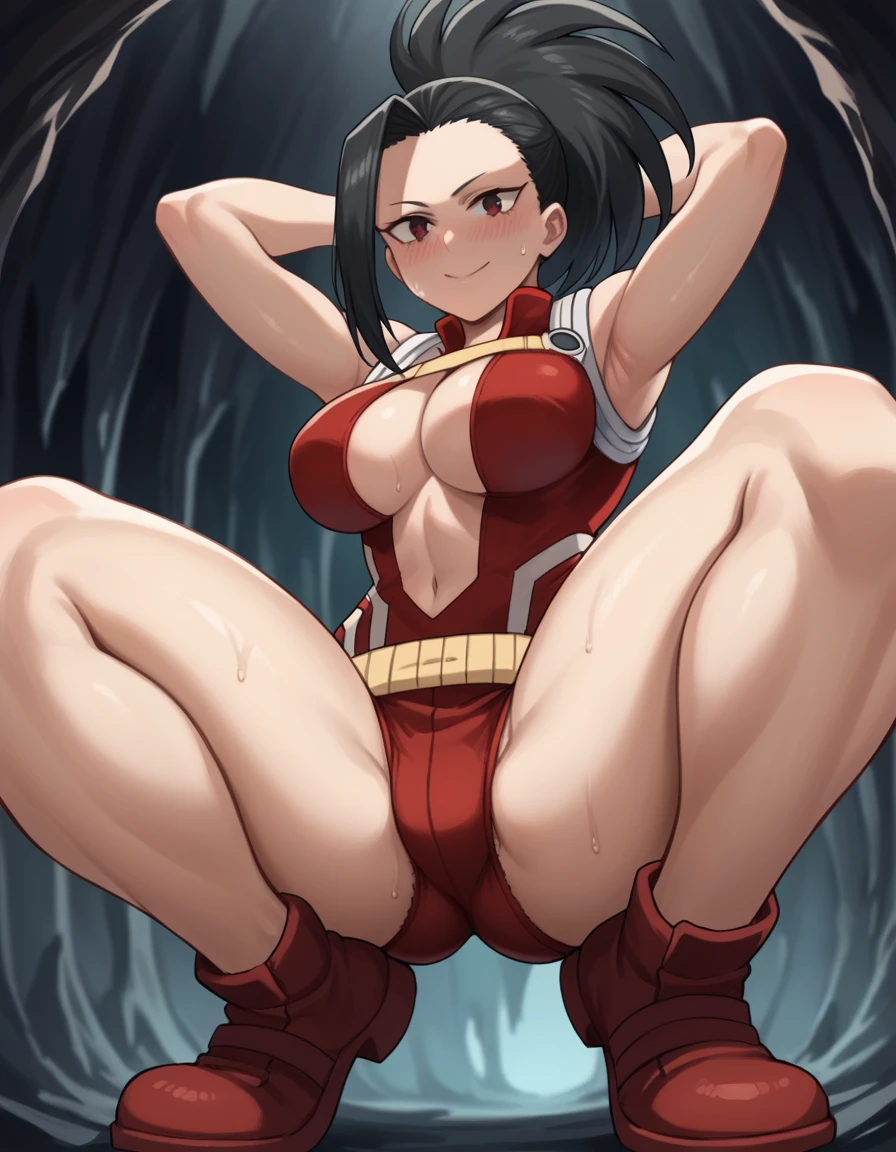 (yaoyorozu momo),(Black Hair)、(ponytail)、(red tight clothes),(HeroAcademia)、(True to prompts)、(Put your hands on your crotch)、(Spread)、(Showing pussy)、(Squat)、(Spread your legs)、(Glaring with sharp eyes)、(Super big breasts),(Busy Street)、(Many people々々々々々々々々々々々々々々)、(sunny)、(blue sky)、(Best lighting)、{{{Browsing Caution}}}、{{{masterpiece}}}, {{{Highest quality}}}, {{ultra-detailed}}, {{shape}}, {{{Very delicate and beautiful}}},{{extremely detailed CG}}、{{unity 8k portrait}}、{{Fabric Shading}}、{{super detailed skin}}、{{Perfect Anatomy}}、{{detailed}}、{{Dynamic Lighting}}、{{{beautiful detailed eyes}}}、{{{beautiful detailed Face}}}、(Perfect Legs)、(Perfect breasts)、(Perfect pose)、(Perfect body)