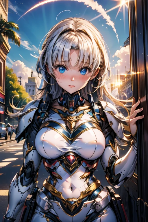 Cyborg Girl、Mecha Musume、A beam of light from the sky heading towards the Arc de Triomphe、