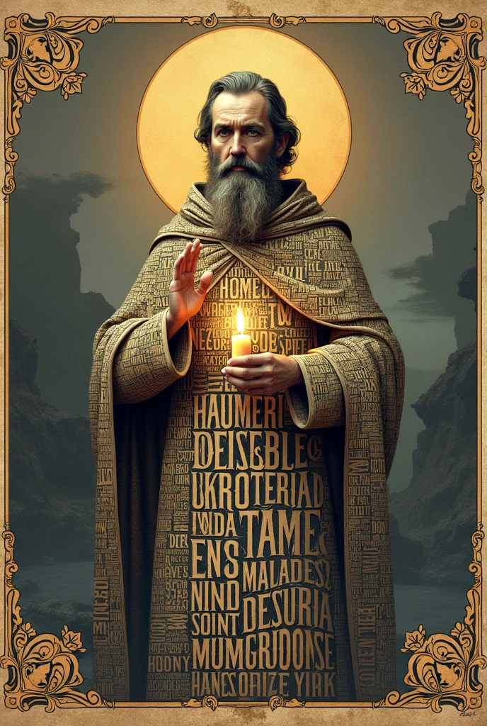 orthodox saint painted on a rortch church wall, dusty <lora:rortch:0.5>