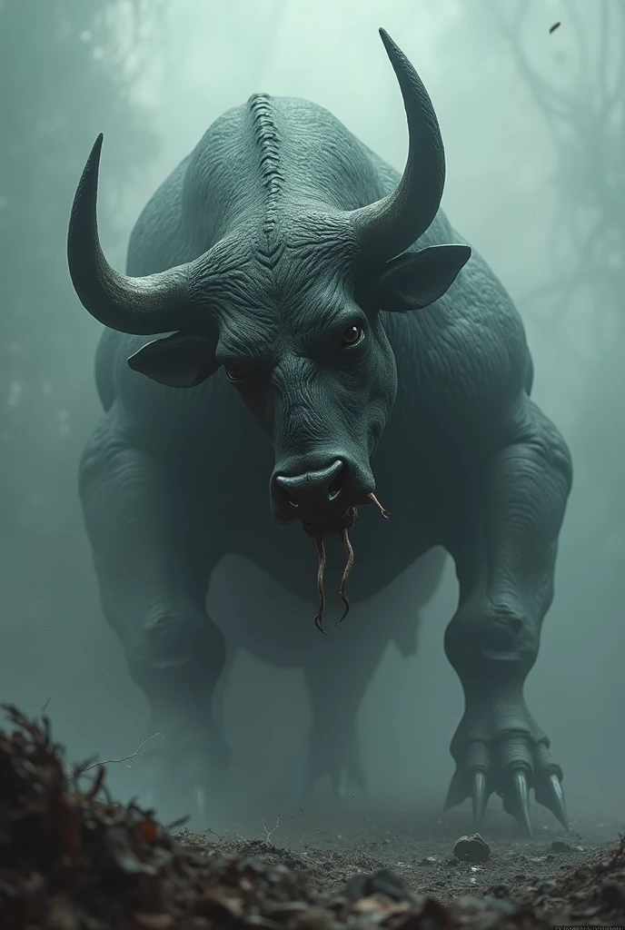 Combine a shark and a buffalo and make the face look terrifying 