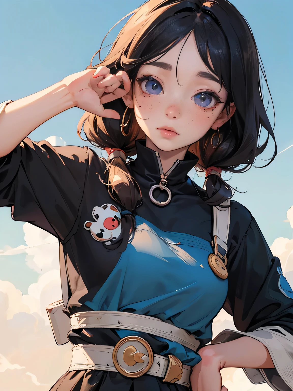 ((((((navy dress, puffy short sleeves, frilld,  on the flower field,))))))((((Blush:1.2,Loose cuffs,))))(((((((Monochrome world, Use only shades of pearl black and sky blue and gery, sparkling particles, geomerty:1.2, )))))))，((1girl,embarrassed,Amazing,Sharp focus,seductive lady，Solo，From below:1.1，Loose knitwear ,thigh band,))(Masterpiece,Best quality, offcial art, Beautiful and aesthetic:1.2),((hyper HD,Golden ratio,)) (16k),((Upper lens,facial tattoo)), (((flower crown))), (((Sagging breasts))))),(Physically-based rendering),Sharp focus, (((highdetailskin,))),intricate outfits，Delicate pupils,Cardiac pupils,Danfeng Eyes,((((detailed hairs|Long hair|Long bold side bangs|Cover your eyes|Naturally curly|streaked hair)))),Slender,(masterpiece sidelighting),(The sheen),(Beautiful hair,Beautiful eyes,）((unbelievable Ridiculous,)),((extremely_Detailed_Eyes_and_face)),film quality,(Dynamic configuration: 1.2),Brilliant,Glossy, (Photorealistic), ((star pupils)), two-sided fabric,Ultra-precise depiction, Ultra-detailed depiction,