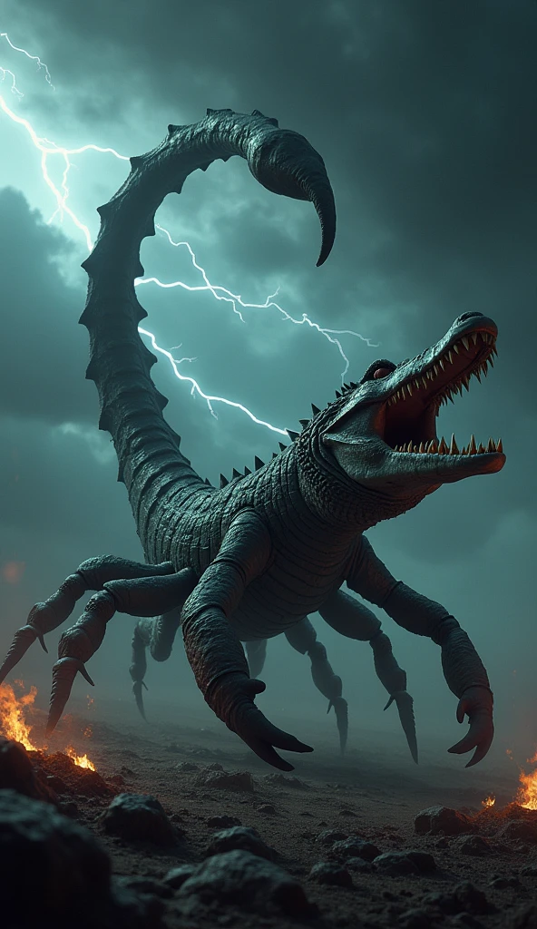 Realistic photos, RAW Photos, hydra, attacks viewer, Powerful movements, jump on prey, ((Dynamic jump)), Sharp Claws, hydra approaching from above, sudden approach, Bad-tempered, dynamic Shot from grand