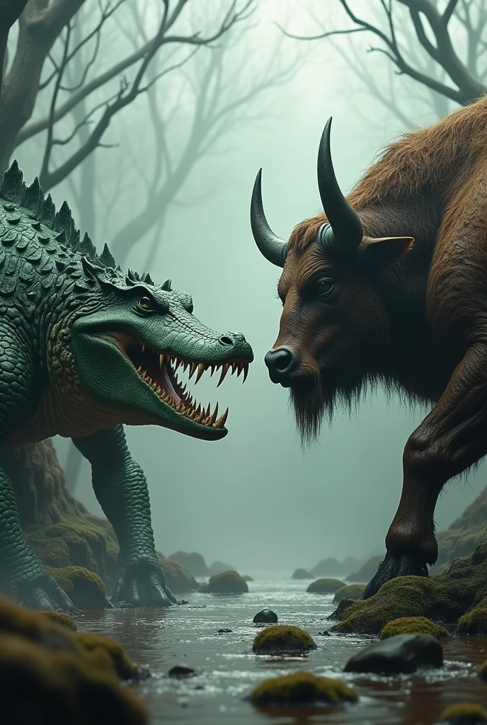 Lizard defeating the bull