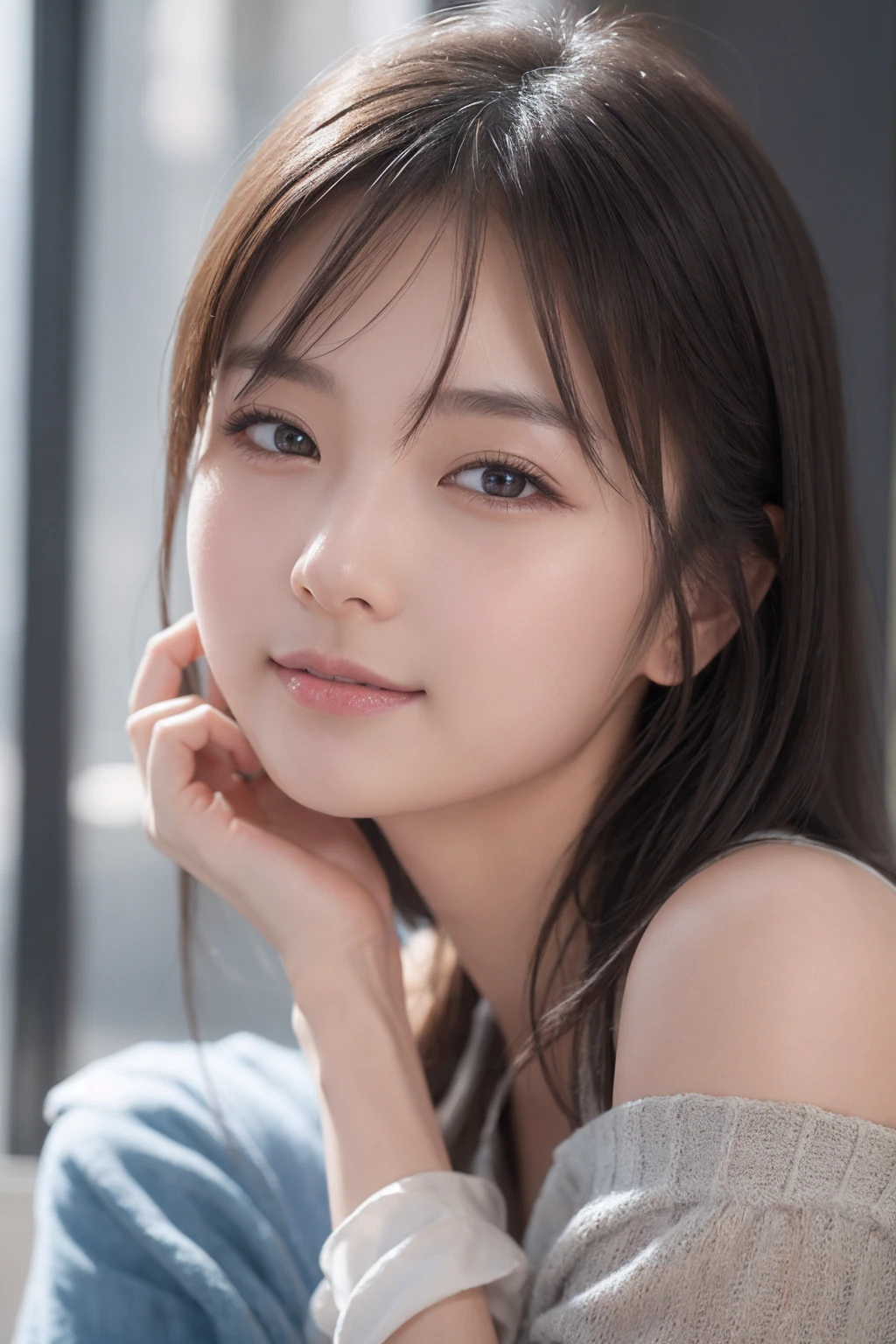 Highest quality, Realistic, Perfect Human Anatomy, Very detailed, Very delicate and beautiful, Raw photo, Professional Lighting, Illumination, Depth of written boundary, Single focus, whole body, Skinny Japanese woman, 30-year-old woman, Brown Hair, Small Head, Beautiful Eyes, True Face, Realistic skin, Fine grain,long hair