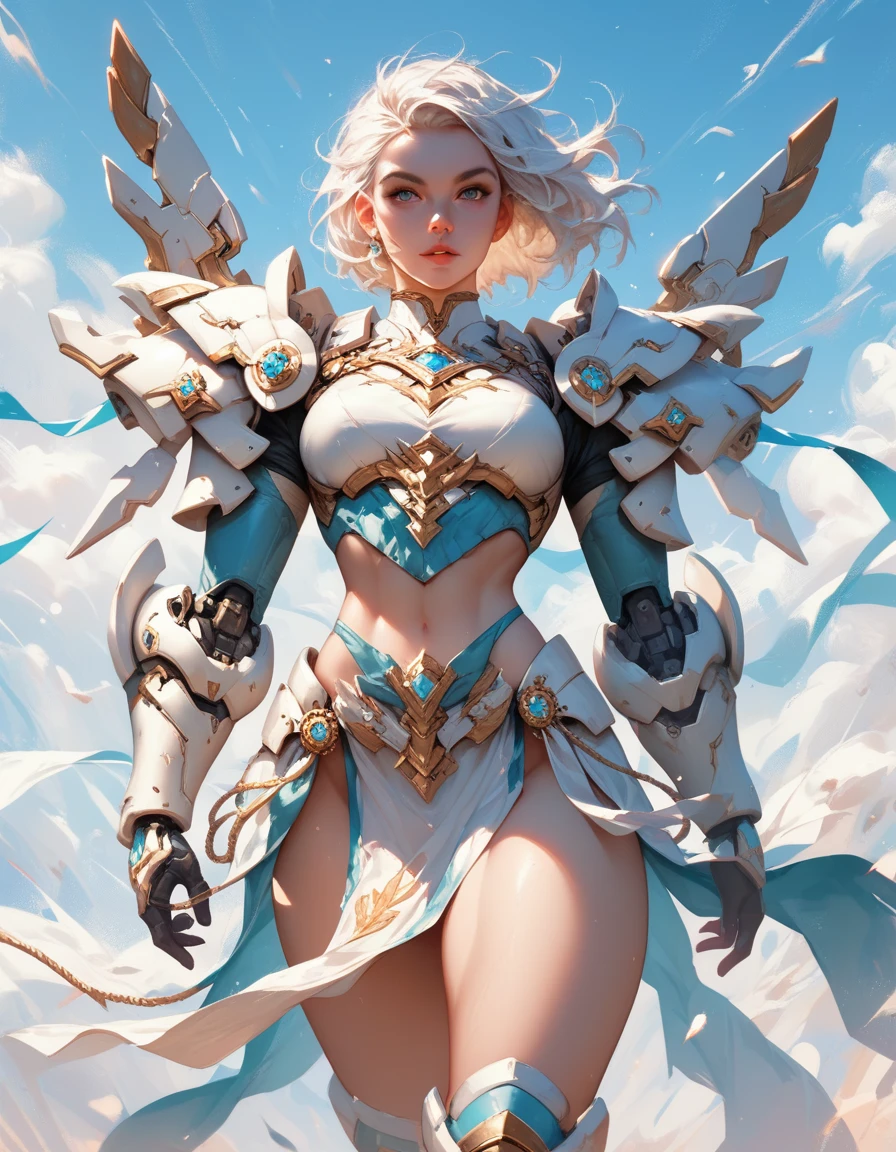 (score_9, score_8_up), score_7_up, WhiteS40k, 1girl, white hair, power armor, midriff, pelvic curtain, thighs,
