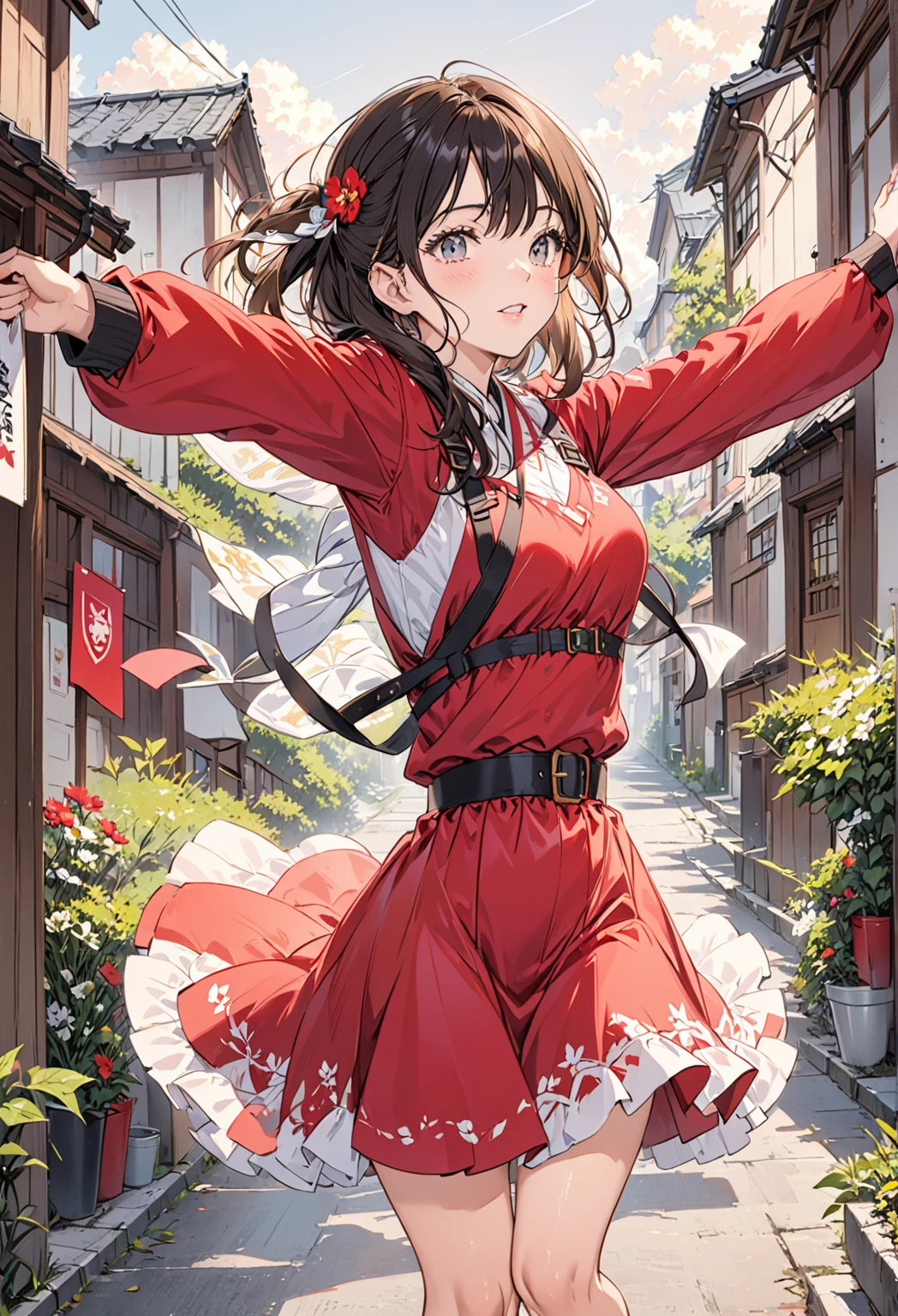 (masterpiece), (best quality), (high resolution),dutch angle,hyper detailed, solo, detailed_background, landscape, <lora:ichinoseShikiTHEIDOLM_v10:1>