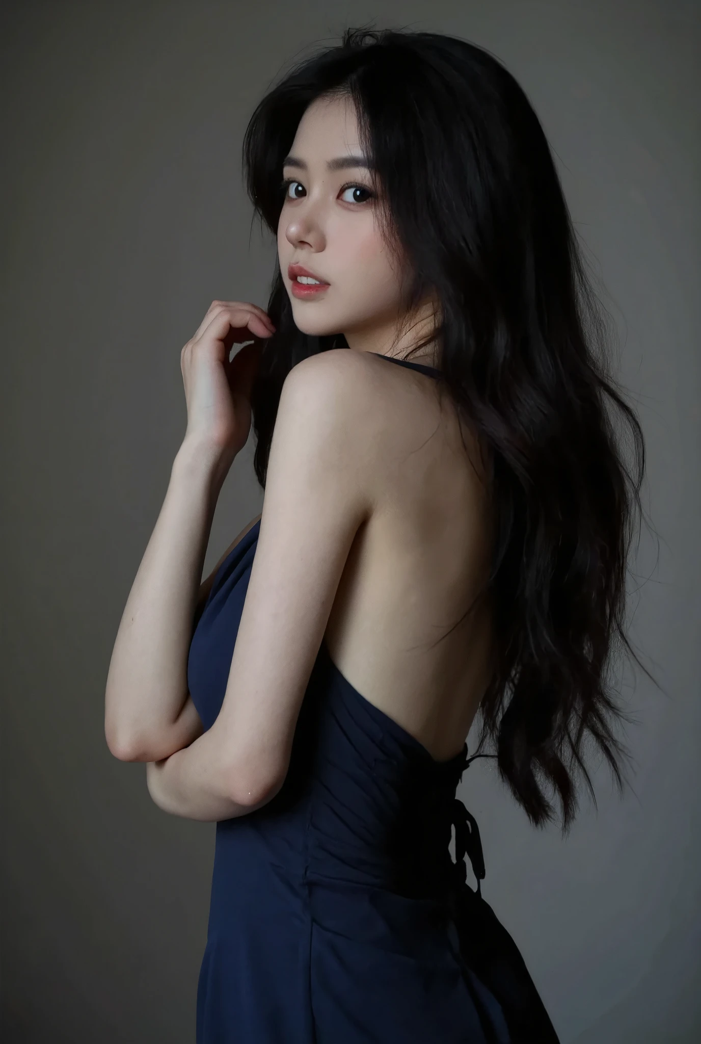 Asian girl sexy dress half body photo