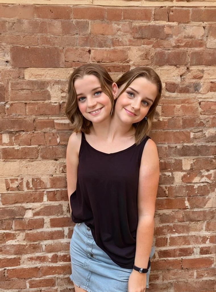 2heads, two headed girl, (a 10 year old girl and a 19 year old girl:1.5)
