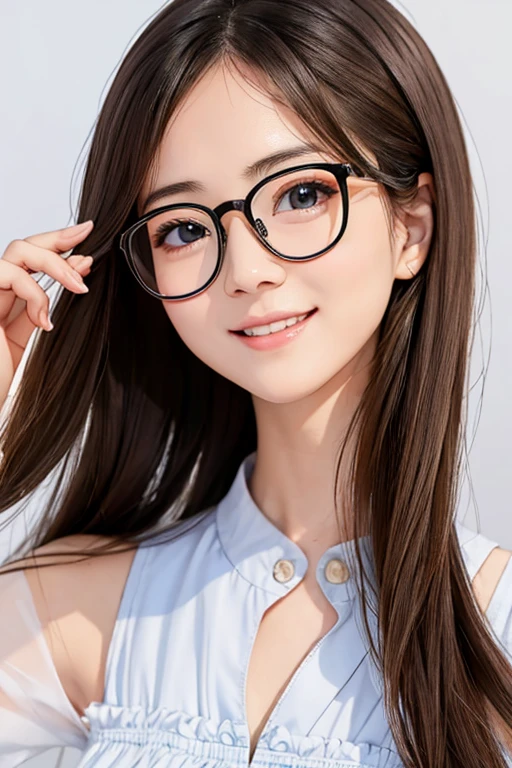 Best Quality、masterpiece、High sensitivity、High resolution、Detailed Description、Delicate facial depiction、Slender women、Glasses、Smiling face、Eat a crepe、
