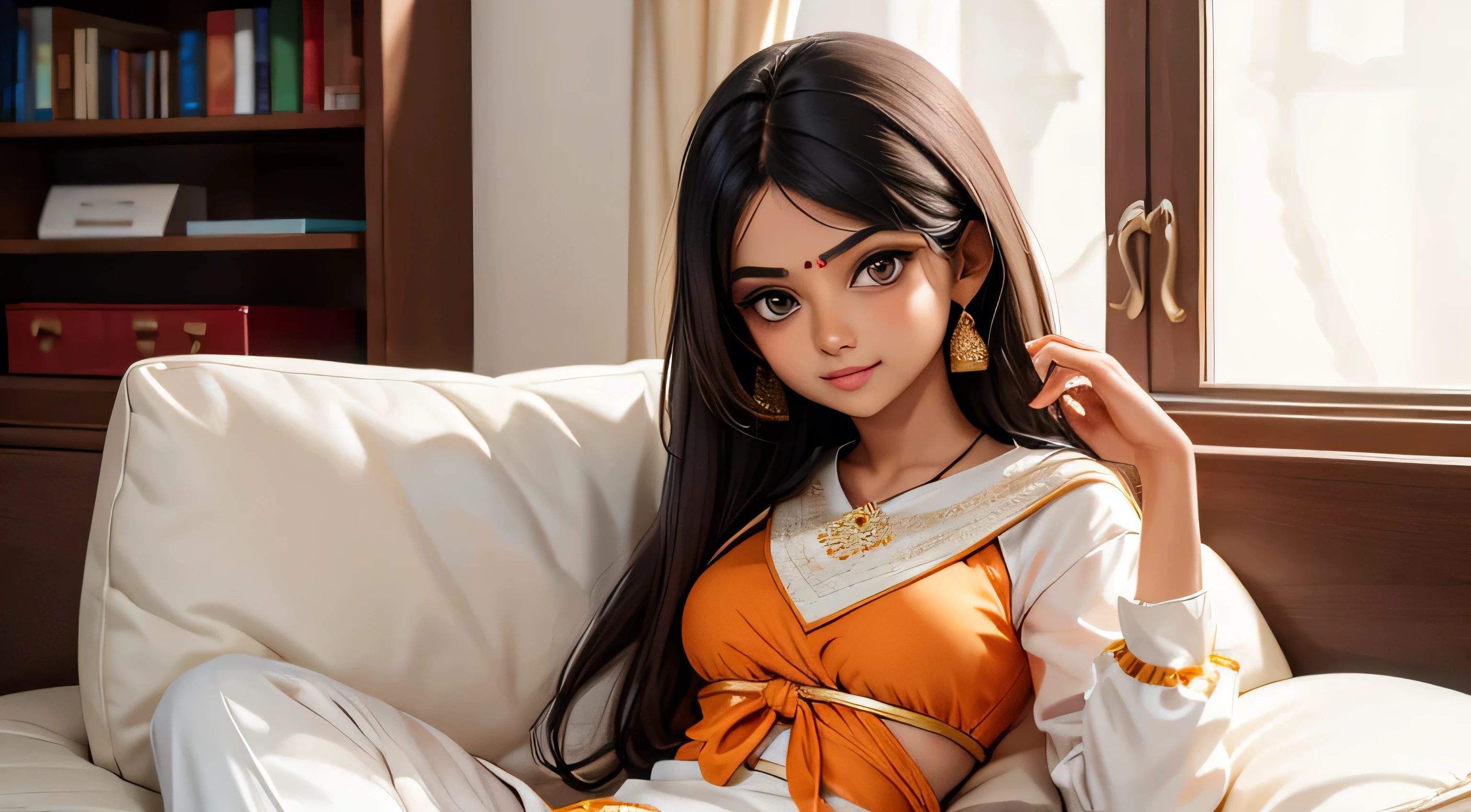 Indian Girl, 25 year old, hot transparent sari, sleeping on bed, hot yoga, calm and frosty, detailed body, detailed face, gorgeous, ultra realistic, cute, long braided hair, ambient lighting, detailed background, volumetric lighting, shadow, 8k, shot with Sony fuji camera, 
、((witheout panties))、(camel toes)、(Half)、(pantyhose、、、、)、(Sitting on legs bending the knees)), spread pussy 