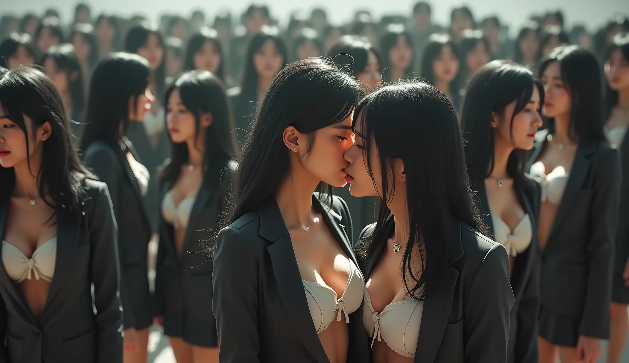 NSFW:1.4,Workplaces infected with a virus that extremely increases libido、top-quality、masutepiece、From the ceiling、All women:2, Take the office elevator、Japan Office Workers Group|(All beautiful age girls naked in business jacket {and skirts:0.5})、Mass sweat、ultra gigantic tits、tearful, Confused but fiercely lustful look, Watch your audience enthusiastically:1.2, Girl rubbing her own chest、Girl touching a girl near hand、I can only think about sex anymore、Ask viewers for a kiss、Intense drooling、Detailed{faces, skins, Eyes, nase, Bocchi}, Composition with depth
