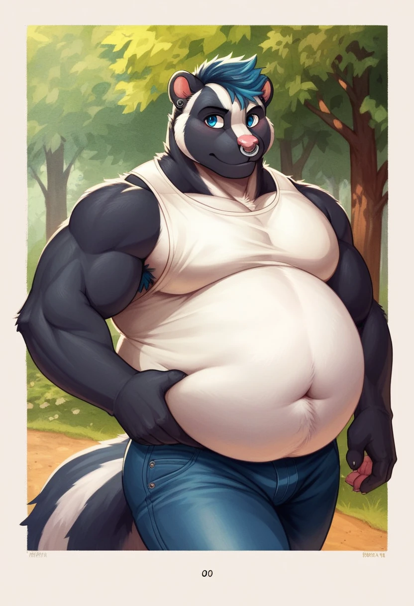 Panda,male,have hair,ruffled hair,with beard,wear loincloth,solo,anthro,fat,chubby,plump,yaoi,doujin,fullbody,white blank background,by quanjiang,