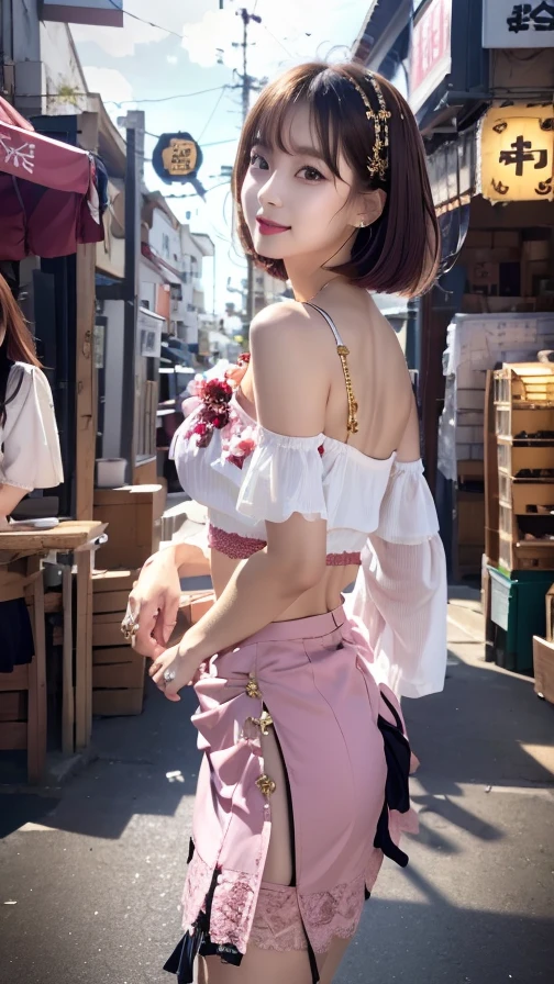 （8K、Raw photography、highest quality、masterpiece：1.2),(black haired、very short hair:1.7),show viewer,Looking at the front,erotic,白いskin,(bright pink camisole、garter belt:1.5)、(Clothing that emphasizes the shape of your chest、publish one&#39;skin:1.6)、(big  :1.6)、slim body shape、ultra high resolution,beautiful,beautiful fece,(alone, alone、no background:1.9),whole bodyボディー,japanese woman,（Photoreal：1.37）、photon mapping,reality、(Cute with a baby face: 1.6)、(cute smile: 1.7)、(With a round face: 1.8)、radio city、Physically based rendering、depth of field rally background、photograph, (I can see your knees,close up of thighs、A camisole that is so short that it shows off your butt:1.5),(angle from behind,stick out your butt,face is facing forward、look at the camera:1.5)、whole body、super fine