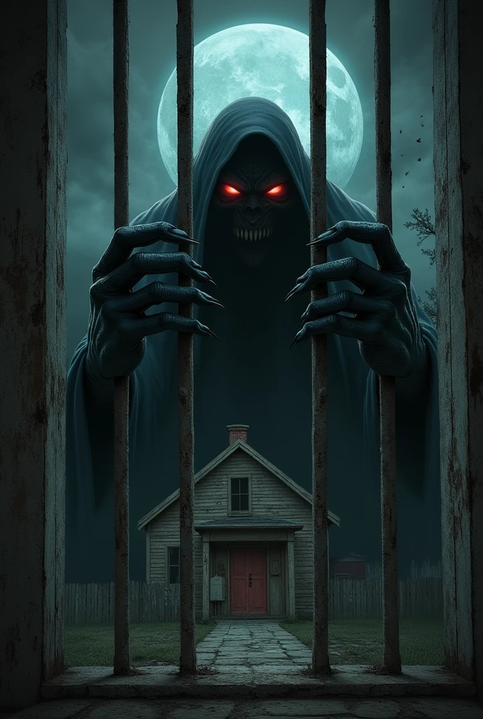 Window horror Shadow ICU red eyes big teeth blood