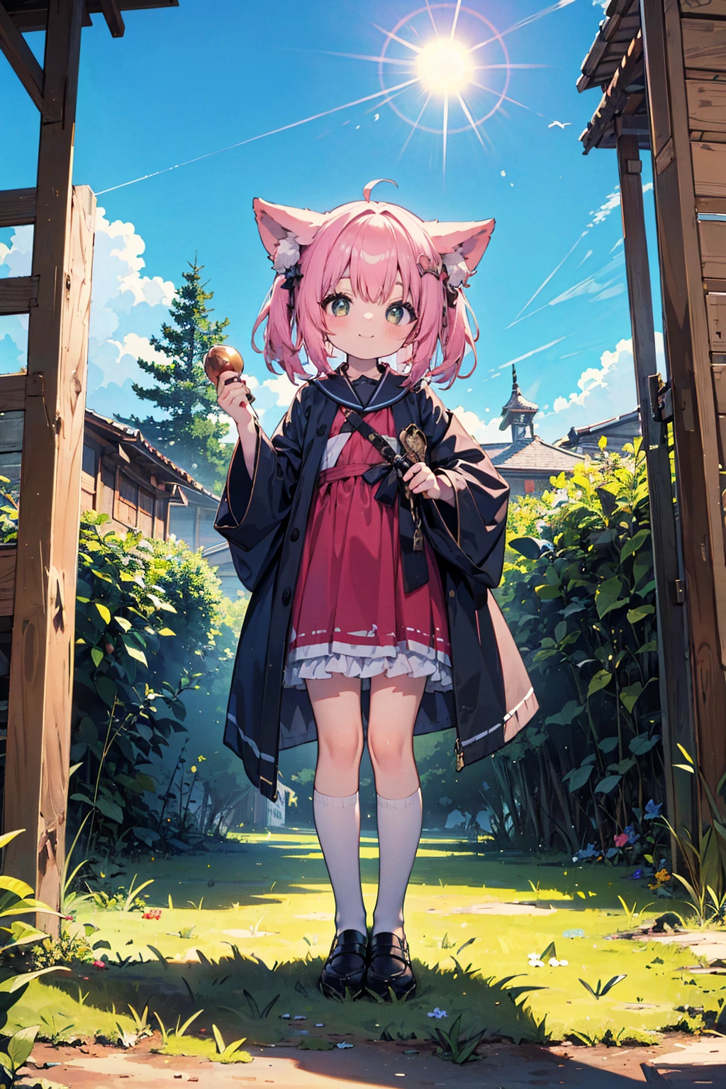 absurd, absolute resolution, incredibly absurd, super high quality, super detailed, official art, unity 8k wall, masterpiece
BREAK
One , innocent, little devil, small and young toddler, cute tiny baby body size , cute smile ,  (Super detailed),  ((Standing under a beautiful sunny sky:1.3)),(1 person、:1.4)、cute face、(Sukesuke&#39;s cute swimsuit:1.4),white and transparent skin、(Bunny ears:1.3)、(Shiny pale colorful pink long hair:1.4),masturbation、(gentle smile、Excited,spread your pussy:1.1)、(Are standing:1.6)、(from below:2), (Medium chest、close-up:1.7)