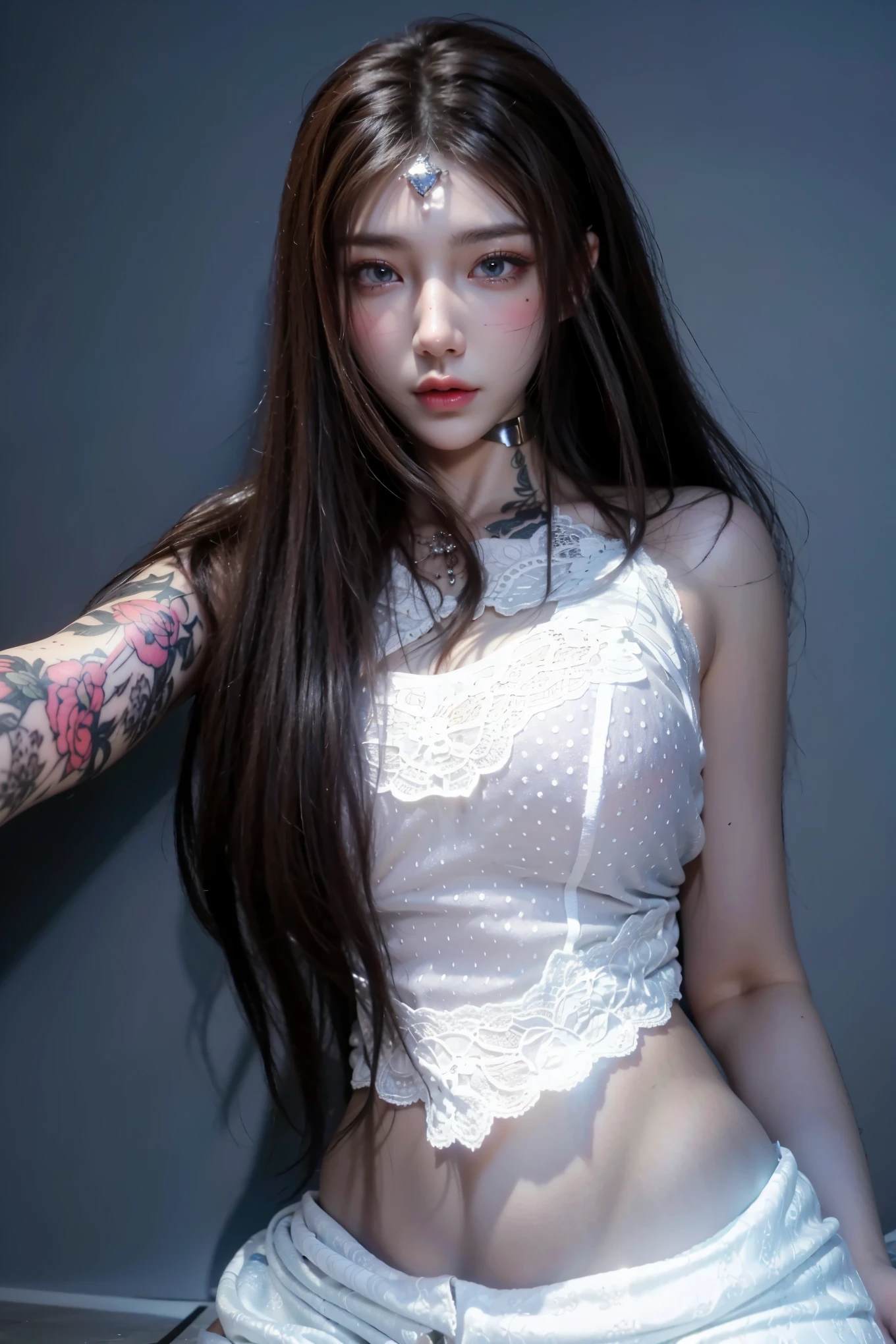 high quality, masterpiece, Very detailed, High resolution, 4K, 超High resolution, Detailed Shadows, Surreal, Dramatic lighting, 1 person, alone, Detailed face, Realistic eyes, Realistic skin, Dynamic Hair, Dynamic pose, Dynamic Angle,((Photograph the whole body:1.8)),  白 floral sports bra, White background, run-6500-v1.1, (RAW Photos:1.2), ( Realistic:1.4), Beautiful detailed, Very detailed eyes and face, Beautiful and beautiful eyes, that&#39;Ridiculous, incredibly that&#39;Ridiculous, Large file size, Very detailedな, High resolution, Very detailed, 最high quality,((Sitting in a high school classroom)),(The classroom has desks lined up),
(Bright interior), (Soft Light), (Low contrast), (Shallow depth of field), (Portrait of beautiful woman illuminated by gentle light), (Very delicate and elegant depiction), (Short bangs), (hair color、Dark chestnut with a slight brownish tint。), (Delicate and soft wavy hair), (small, Intricate side braids on long hair), (Decorated with thin ribbons), ((Wearing a small short-sleeved summer school shirt)), (Red bow tie), ((Small micro mini skirt for high school uniform)), ((White, extremely short socks that only reach down to the ankles)),((Black Loafers)), shape, Very detailed, CG, Unified, 8k wallpaper, wonderful, Finer details, 最high quality, Very detailed CG Unified 8k wallpaper, Face Light, Cinema Lighting, 1 person, ((Ultra-slim body shape)),(((No pants))),(((No tights))),No bra,((Dynamic pose))),(Sit with your knees bent))，Spread your legs,Beautiful nipples,((超Long legs))，Beautiful feet，(Ultra-thin thighs)，(((High skin exposure)))，(smallお尻)，(tall)，beautiful girl，Cute school girl,Age: 18,Height 173cm,(((White lace pants:1.3)))，(((She looks just like Wonyoung from the Korean idol group IVE..:1.8))),(Ultra-thin waist)，(Beautiful nipples),Detailed reproduction of the crotch area，((超スリムでSuper muscularな陸上選手))，(((Fully erect nipples are clearly visible:1.5))，Reproduces the contours of the breasts in detail and clearly，((Super muscular, Trained abdominal muscles:1.4)),Super thin waist,Ultra-slim body shape,Inseam is half the height，(((Exposed leg skin))),Bold erotic poses，((Even the cracks of the vagina are reproduced in detail)),((Anatomically correct:1.3)),(smallお尻)，Long legs, Thin legs、Thin and long hands，Ultra-thin thighs，((The erect nipples and areola are clearly depicted)),(((barefoot:1.3))),((Anatomically correct)),In a well-lit classroom,A clean classroom