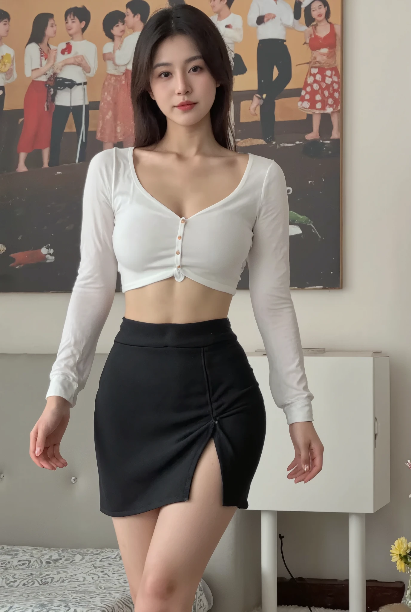 Asian beauty sexy hip skirt