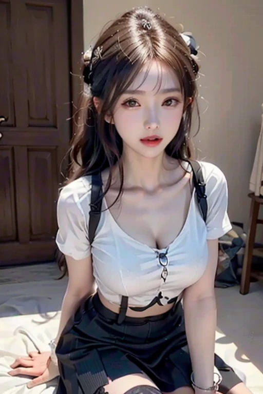 Best Quality Detail:1.2, realisitic, 8K UHD, hight resolution, 1girl in:1.2, The ultra-detailliert, High quality textures, intricate detailes, detaileds, Very detailed CG, High quality shadows, Detail Beautiful delicate face, Detail Beautiful delicate eyes, depth of fields, Ray traching, in her 20s, Pretty Kpop Girl, Korean Urzan Face:1.1, Slender face, ulzzang -6500-v1.1:0.6, pureerosface_v1, gloweyes, teak, Glossy lips, perfectbody, a choker、cleavage of the breast、 Brown hair、poneyTail:1.1, Street, Particle, look at viewr, Photorealsitic:1.4, ultra-detailliert, photos realistic, 4K 8K UHD Full Color RAW Photos, Fuji Film(Medium format:1.2), Hasselblad:1.2, Carl zeiss:1.1, Incredible dynamic range photography(UTIL_Art by Smoose-768:1.1), hight resolution, High pixel count, clear details, crisp image, Natural color reproduction, Noise Reduction, High fidelity, qulity, Software Improvements, Upscaling, Optimized algorithms, Pro-level retouching、((Shibuya, tokyo prefecture))、On the way to shopping、((Fashionable clothes with a very high design))、graphic t-shirt: Art and Logos、Graphic T-shirts printed with anime characters are trending.、Used for unique styling