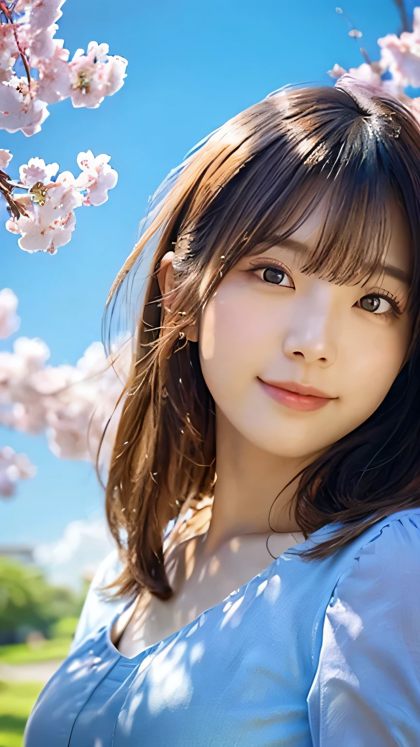 (logo、masterpiece、8k、Tabletop、RAW Photos、wonderful、最high quality、Photorealistic and Very detailed CG integrated 8k wallpaper、high quality、Very detailed、narrative poem、Particle Effects、Dynamic Effects、Depth of written boundary、Cinematic Light、Lens flare、Ray Tracing)、Fantasy、 (1 beauty、dress、dress、Cherry blossom pattern、Black-haired、Beautiful Face、True Face、Beautiful details、eye、Beautiful Skin)、my hair dances in Wind、Hair flutters in Wind、Hair bounces、Pink cherry blossom tree、Petals flutter、SakuraFubuki、wonderful景色、Morning Glow、Sun in the background、Wind、