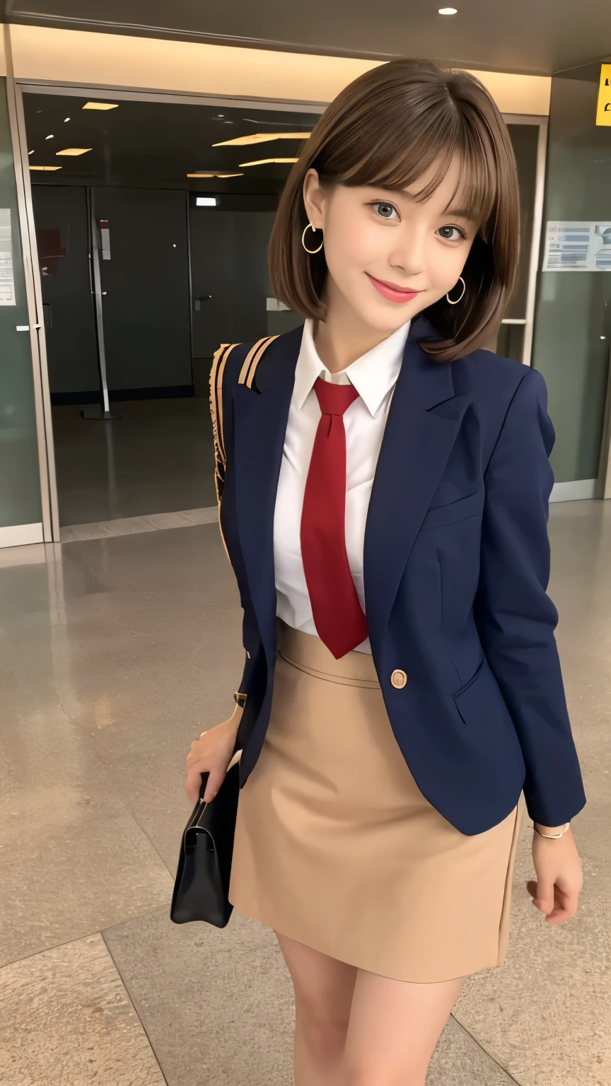 A close up of a woman wearing a skirt and a jacket - SeaArt AI