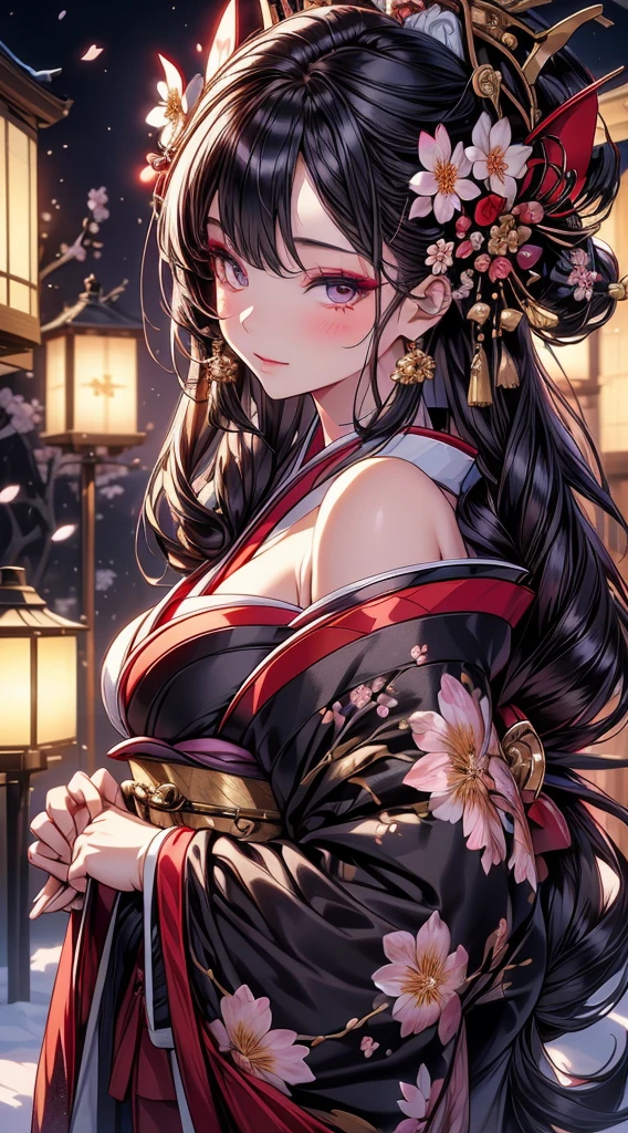 (Masterpiece, best quality), (ultra high resolution, 8K RAW photo, photo realistics:1.5, textile shading, pale tones, thin outline), matured woman in a kimono, sitting with hugging a teddy bear, (wearing light purple hanfu:1.2), (wearing japanese kimono:1.2, traditional japanese, japanese clothes), (classy yukata clothing, flowers printing in clothes), wearing a haori, (matured woman, milf:1.5, 28 years old, solo), (large breast, sagging breast, big tits, narrow waist, big ass, curvy bodies), (medium hair, hair over one eye, asymmetric hair, half updo hair), (bright pupils, detailed eyes, high detailed face, half closing eyes), eye rush, (smileing, shamed), (looking at viewers:1.3), (dynamic angle, from little above:0.7), (correct anatomy:1.5, correct hands), (ideal ratio of body proportions),