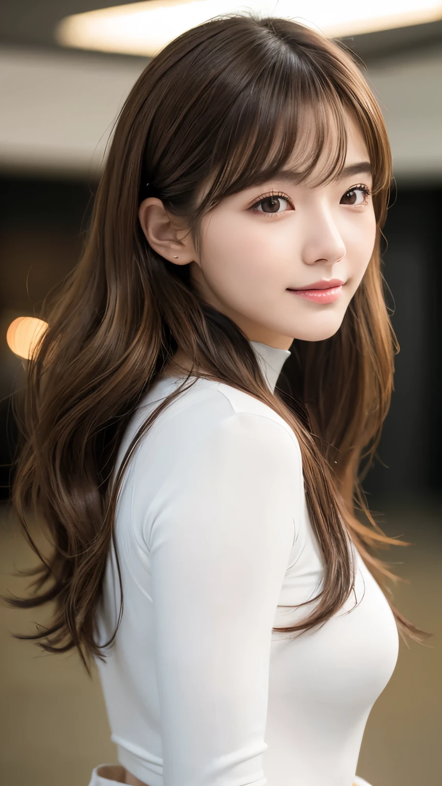 Smooth long hair、 profile、 Glowing hair、Brown Hair、