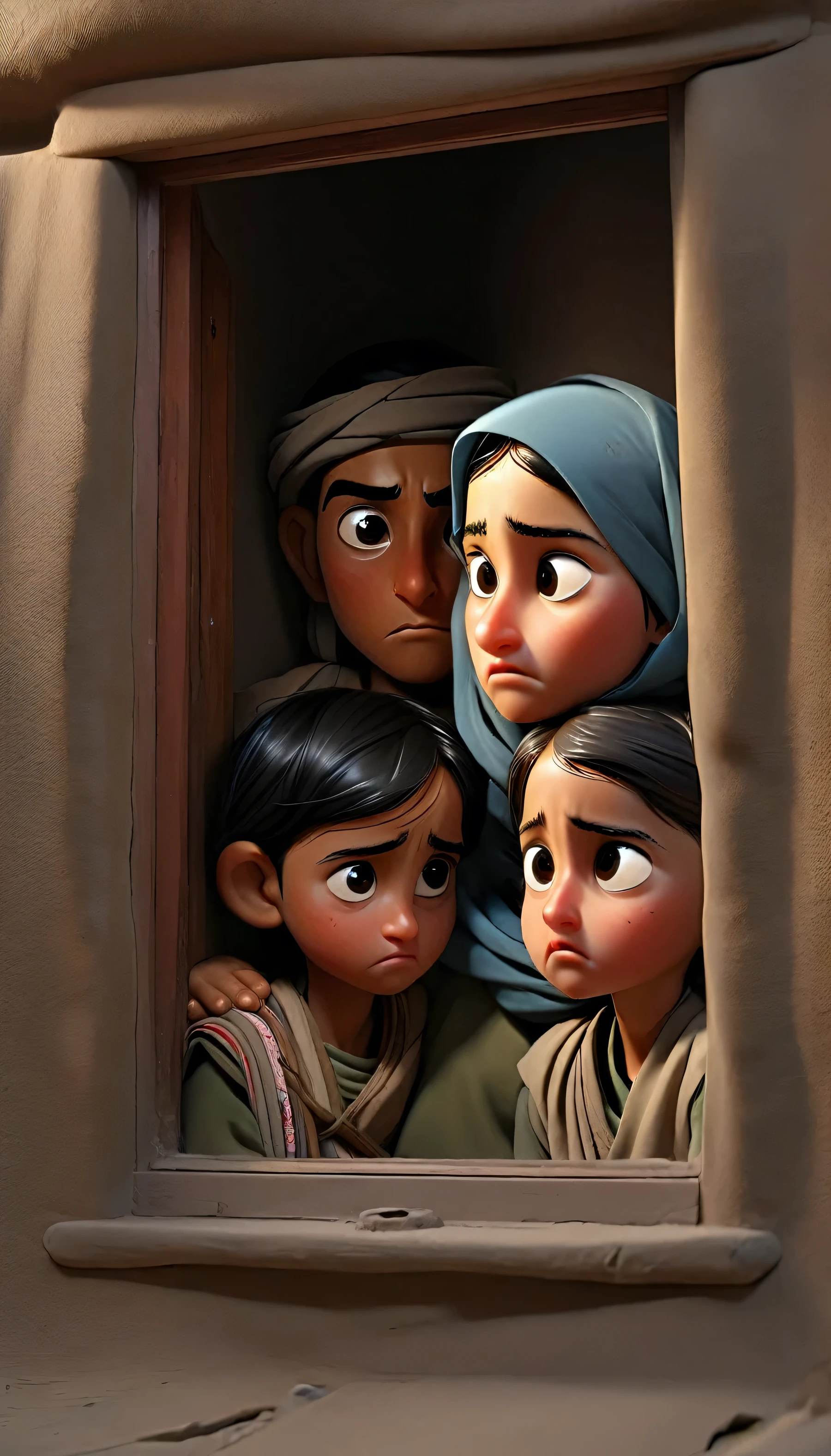 ((Mother and girl)) ((Poor refugees)) ((Tank top)) ((Dark basement)) ((Close-up)) ((Torture devices))
