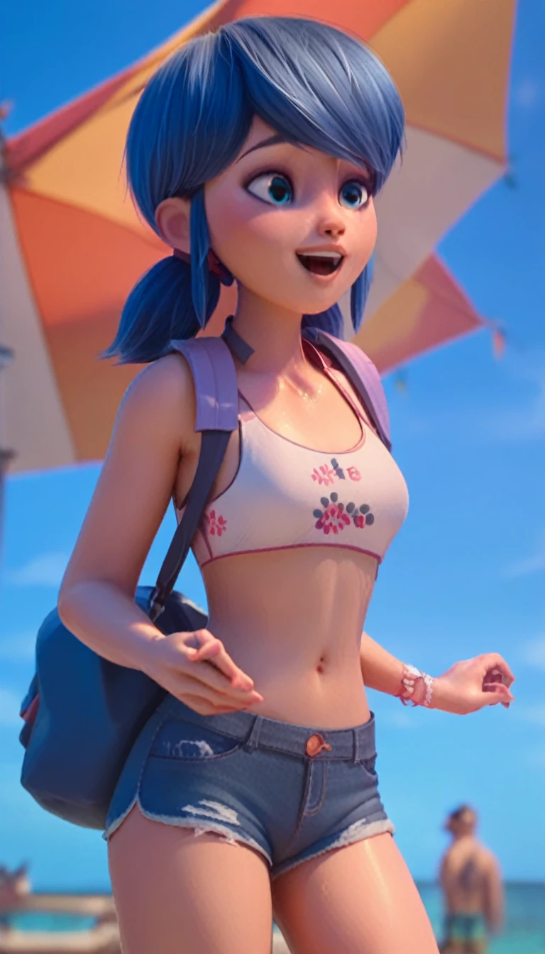 Marinette happy in a bra and bikini shorts