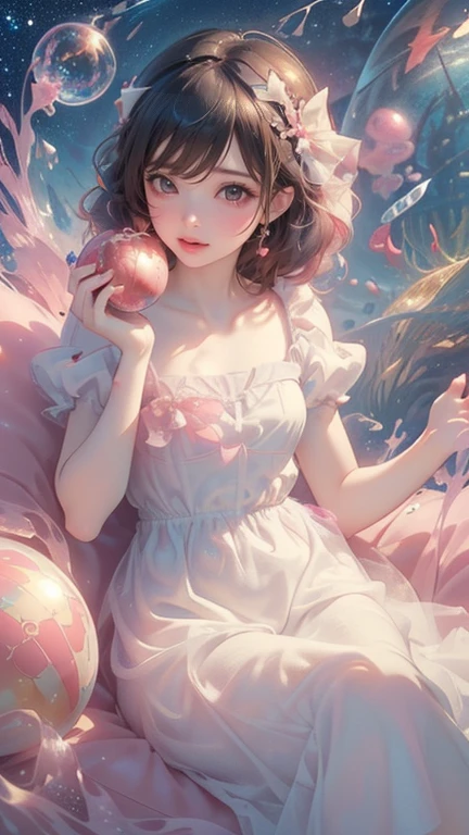 a cute red strawberry creature, 1girl, detailed face and eyes, colorful strawberry costume, sitting on a crystal dish in a fantasy forest, glowing lights, bright colors, magical atmosphere, blushed cheek, beautiful cute face and eyes, beautiful delicate longeyelash, (highest quality,16k,highres,masterpiece:1.2),ultra-detailed,hyper-realistic,photorealistic,photo-realistic:1.37,fantasy,fairytale,vibrant colors,warm lighting