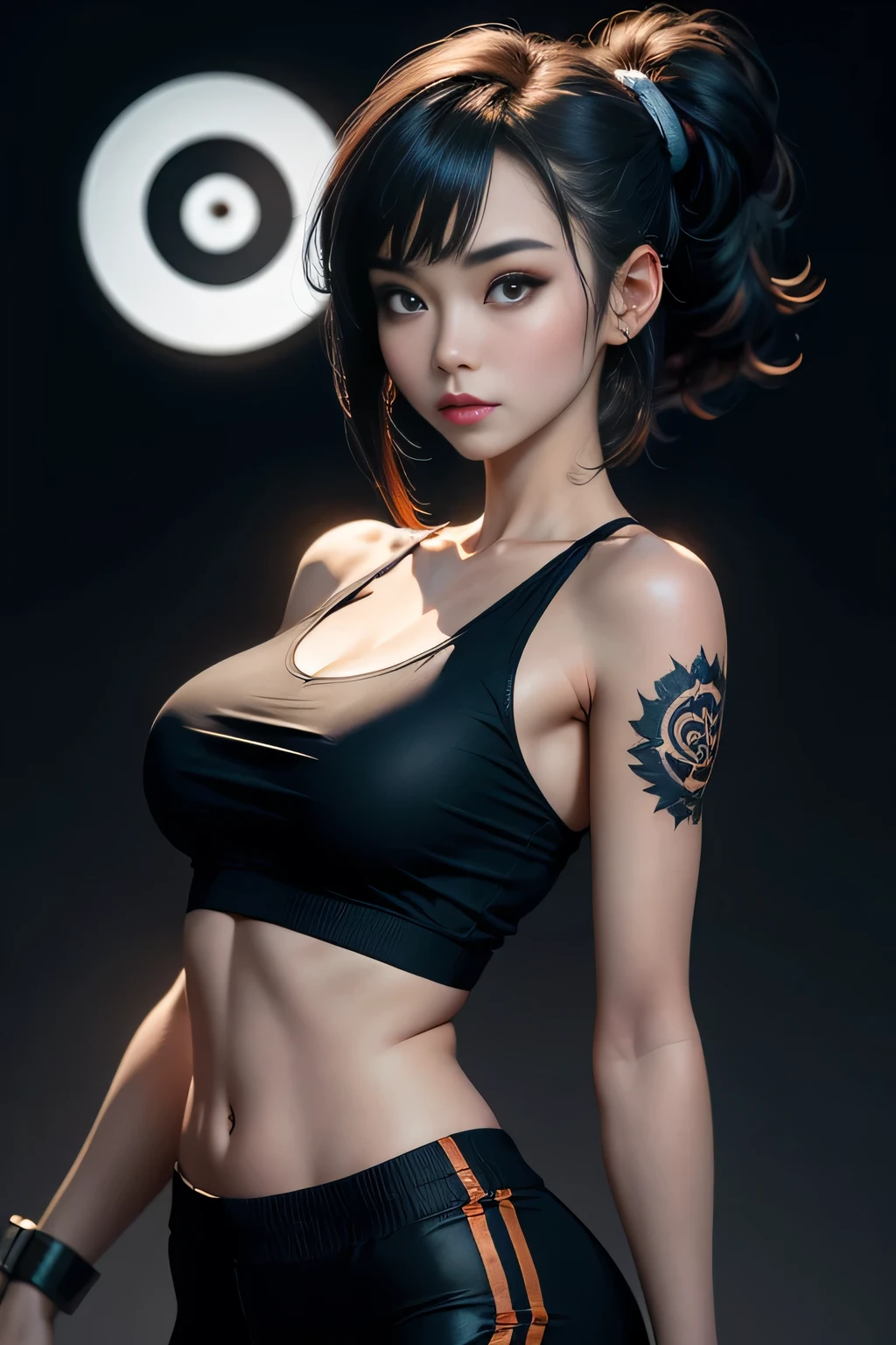 1 s, seios, female, female focus, female only, sardas, copos, olhando para o espectador, Sozinho, Sozinho female, Sozinho focus, tatuagem, tatuagems, topless, topless female, twintails, videogame, Fotografia virtual
