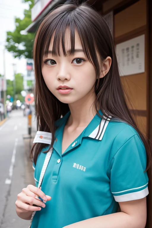 Top quality masterpiece, 8k, , Japanese Girls, RAW Photos, Absurd, 受賞ポートレート笑face, 笑face, Alone, Uniform, Summer clothes, Idol&#39;face, violet, Gardenia, Delicate girl, Long black hair, Dark Eyes, Upper body digital SLR, Observe the audience, Frank, Sophisticated, Like々Shii, Thin arms, Professional Lighting, Film Grain, chromatic aberration, (目とfaceの詳細: 1.0), (Bokeh button:1.1)