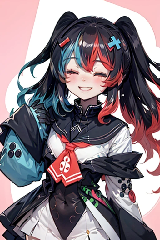 Highly detailed, High Quality, Masterpiece, beautiful, 1girl, solo, SwitchchanOutfit, (HeadpatPOV:1.5), headpat, pov, smile, bright smile, head tilt, closed eyes, happy, blush,