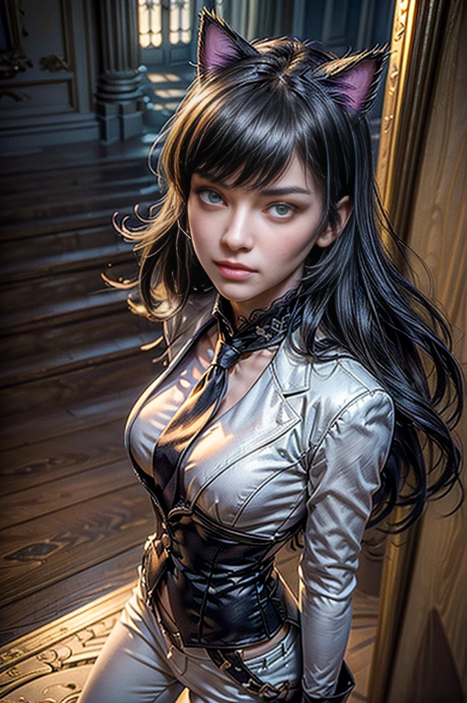 arafed image of a sexy couple posing together in a window, black hairs,seductive tifa lockhart portrait, tifa, tifa lockhart, tifa lockheart, tifa lockhart portrait, glamorous tifa lockheart, portrait of tifa lockhart, tifa lockhart with white hair, range murata and artgerm, 8k high quality detailed art