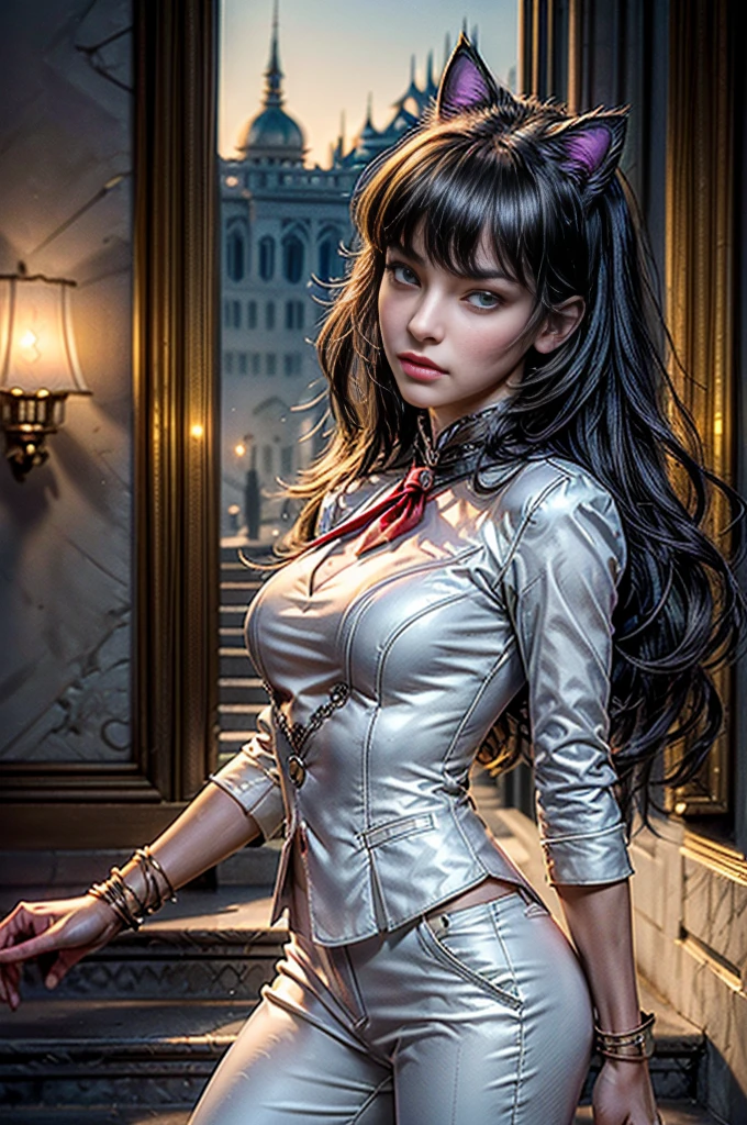 masterpiece, Beautiful Goddess of the Void, Full body white transparent clothing standing under the stars at night in the sky, Disappearing Transparent Pants, Full body standing, Tall figures, Thin legs, Facial details, Body parts details, 8k wallpaper、24-year-old female、Sexy proportions、Sexy、Textured skin((textured skin))、Narrow waist、Long eyelashes、bottomless、topless、Lace-up sandals、smile