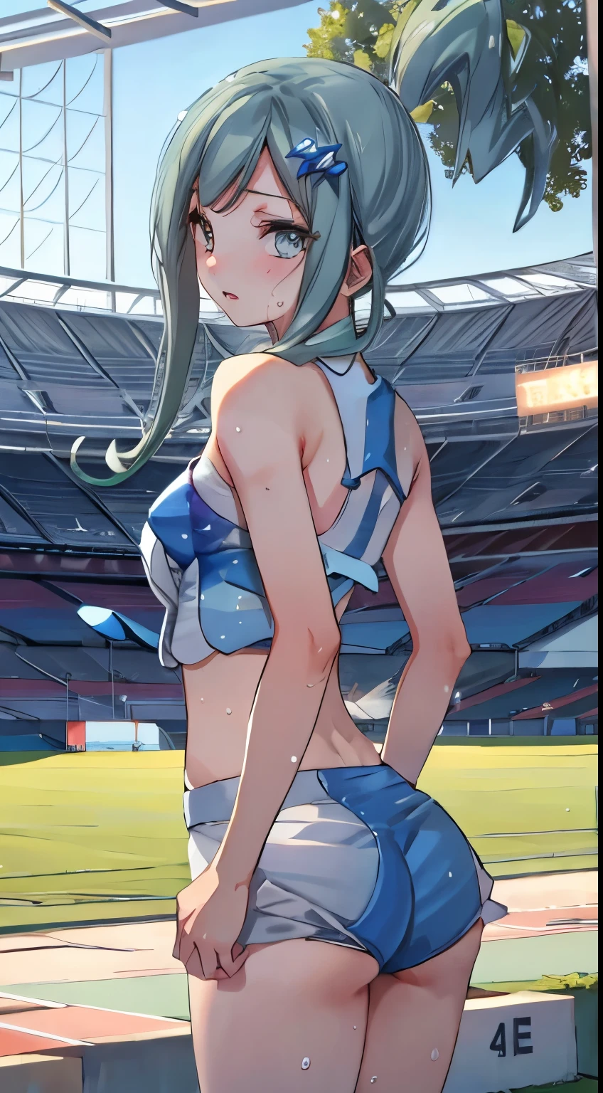 Highly detailed eyesと顔，Highly detailed eyes, Ultra-realistic 8k CG，masterpiece（（Detailed background，Delicate pattern，Intricate details, Detailed and beautiful eyes）），The best quality in the best condition，Very very very detailed face，((OlympicStadium)), Small breasts, shy, sweat, Waistline, Athletics, Cute ass, Olympic競技場, Japan national team players, masterpiece of the highest quality, High resolution, 
list, pokemon_list, 1 girl,
whole body, Stadium,Olympic, Looking into the camera, 1 girl, , software, High resolution,masterpiece of the highest quality, ,1 girl, Athleticsのユニフォーム,