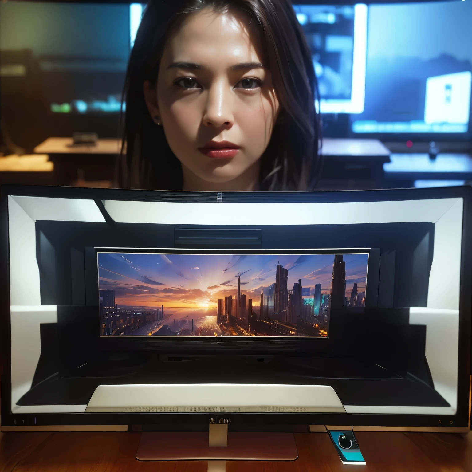 (Best Quality、4K、8k、High resolution、masterpiece:1.2)、
Super detailed、
(Realistic、photoRealistic、photo-Realistic:1.37)、
Studio Lighting、
Vibrant colors、
Physically Based Rendering、
(Amazing digital art)、
(The large monitor at home is right in front of me.:1.7)、